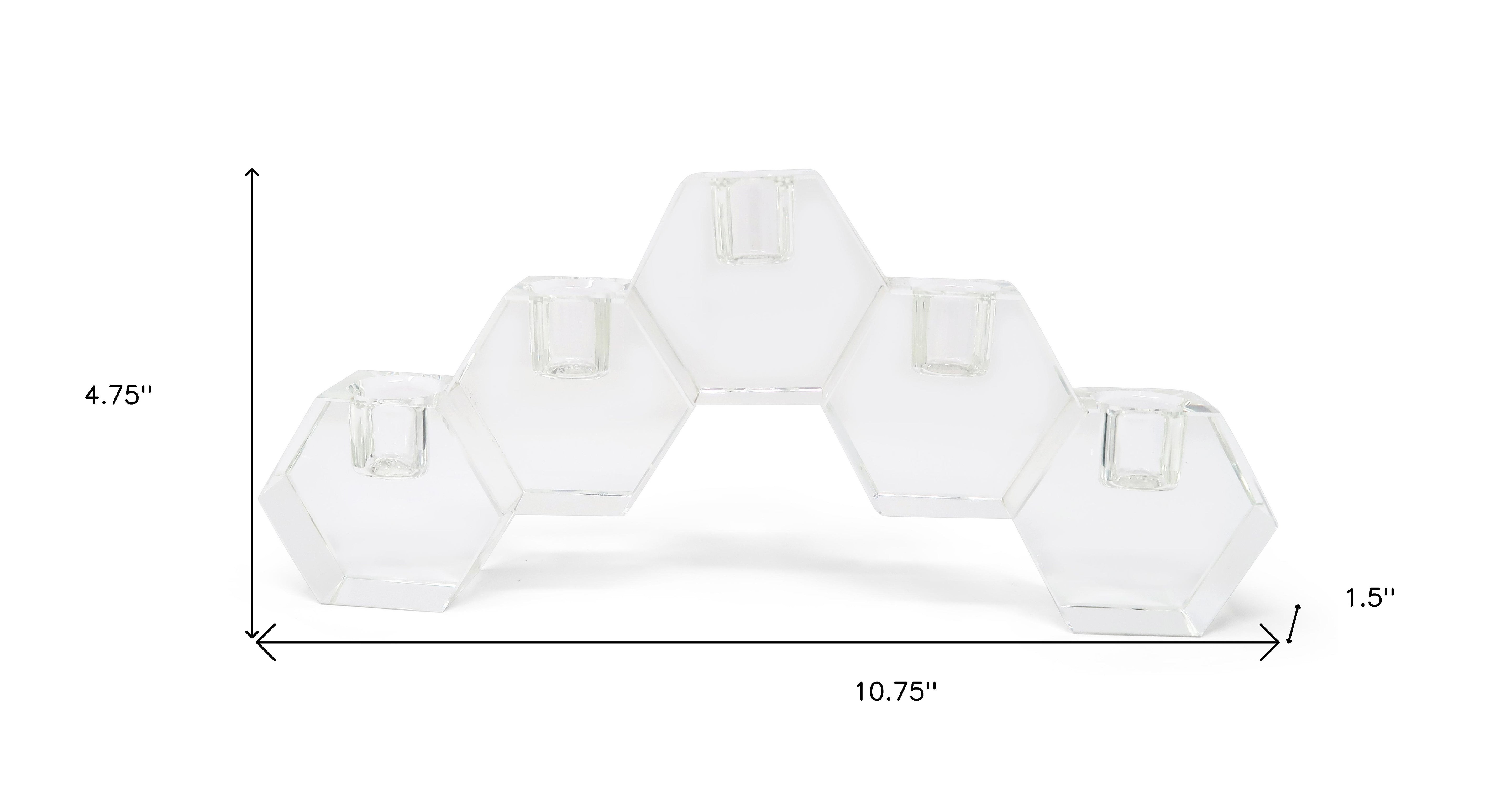 5" Clear Crystal Geometric Tabletop Candelabra Candle Holder-Candle Holders-DECOROLALA