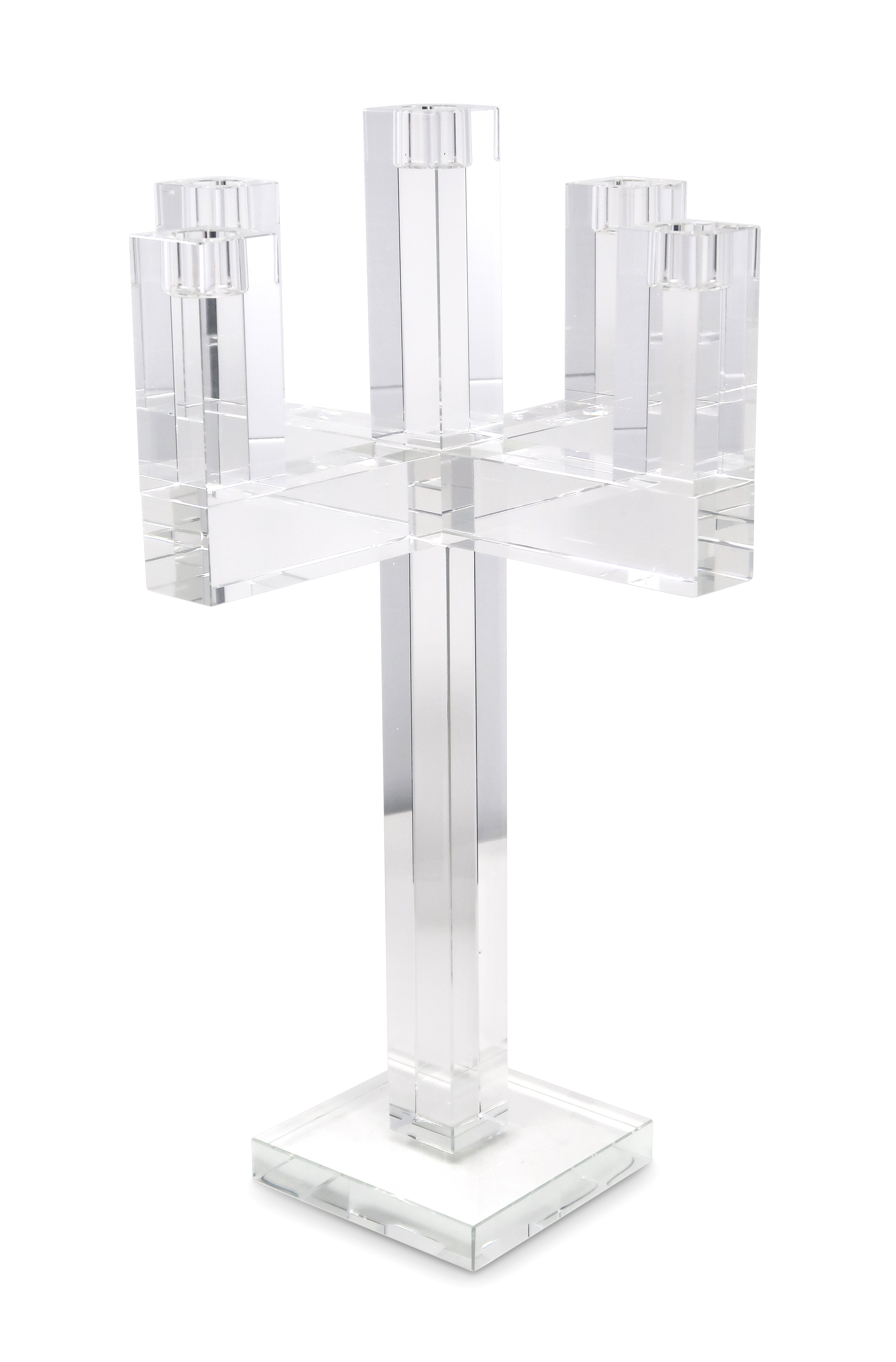 20" Clear Faceted Crystal Tabletop Candelabra Candle Holder-Candle Holders-DECOROLALA