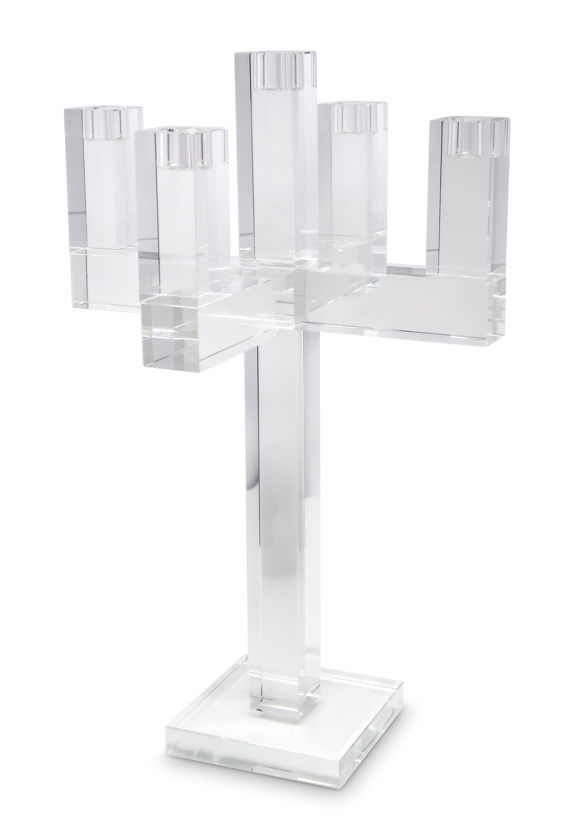 20" Clear Faceted Crystal Tabletop Candelabra Candle Holder-Candle Holders-DECOROLALA