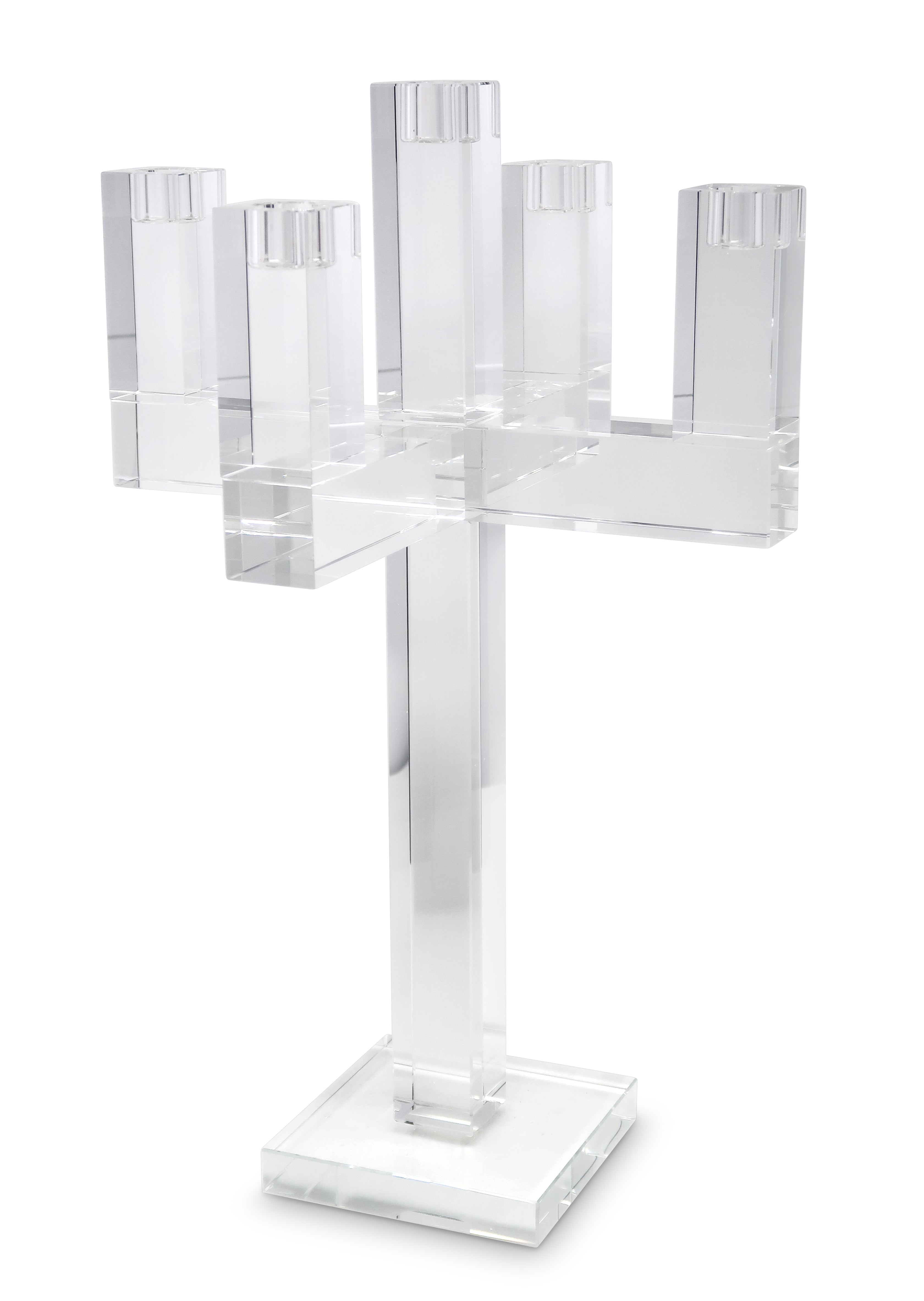 20" Clear Faceted Crystal Tabletop Candelabra Candle Holder-Candle Holders-DECOROLALA