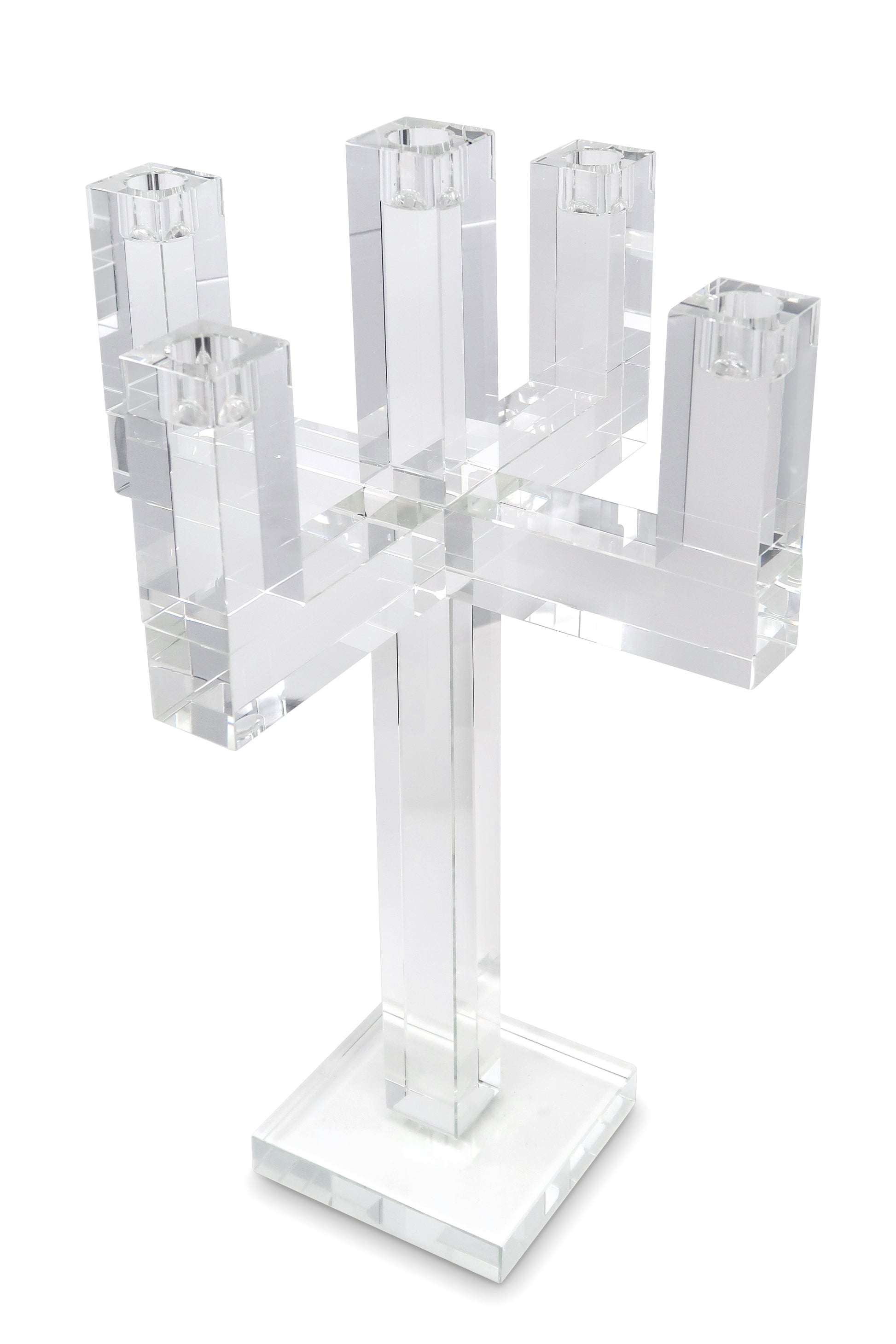 20" Clear Faceted Crystal Tabletop Candelabra Candle Holder-Candle Holders-DECOROLALA