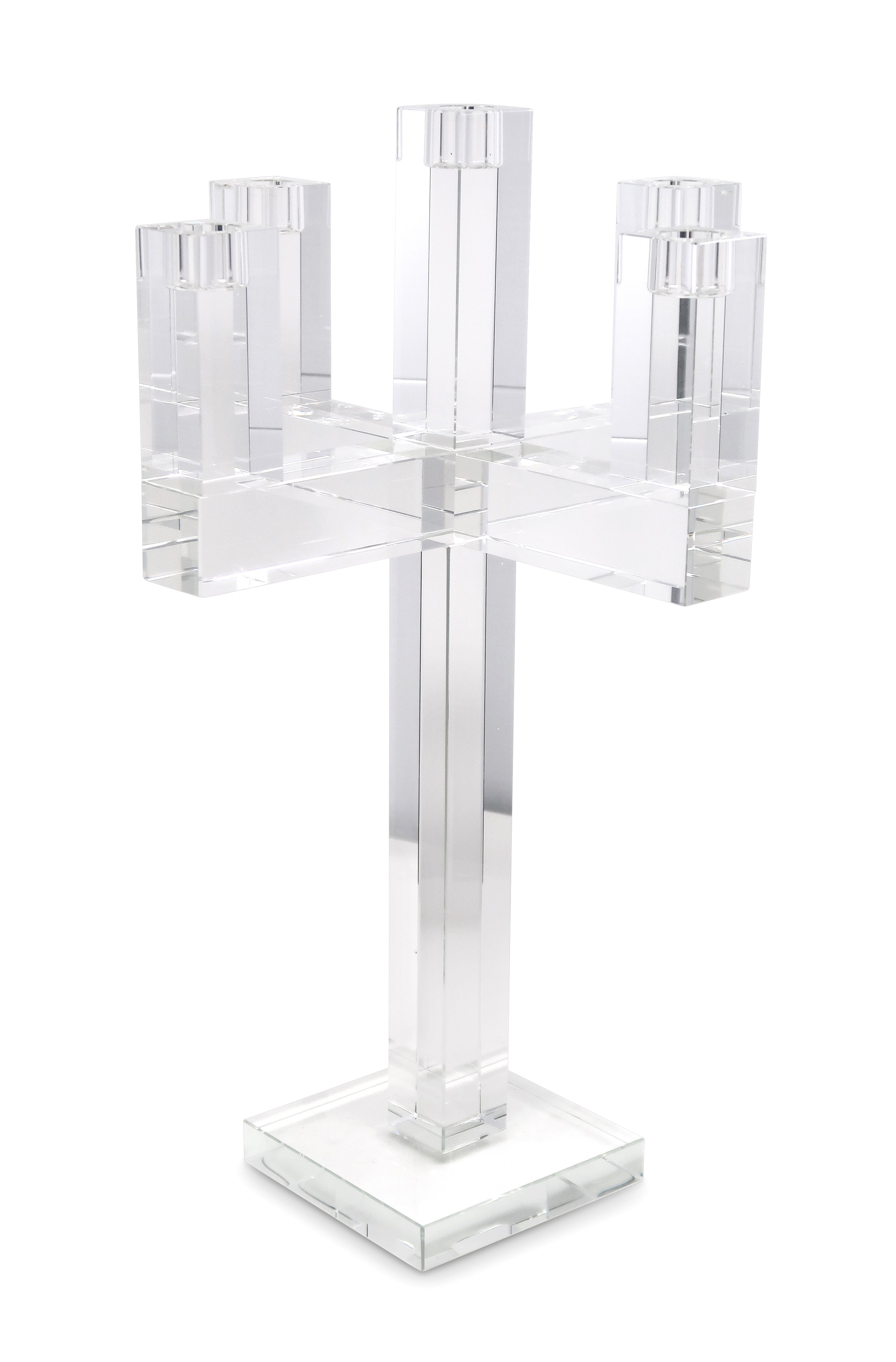 20" Clear Faceted Crystal Tabletop Candelabra Candle Holder-Candle Holders-DECOROLALA
