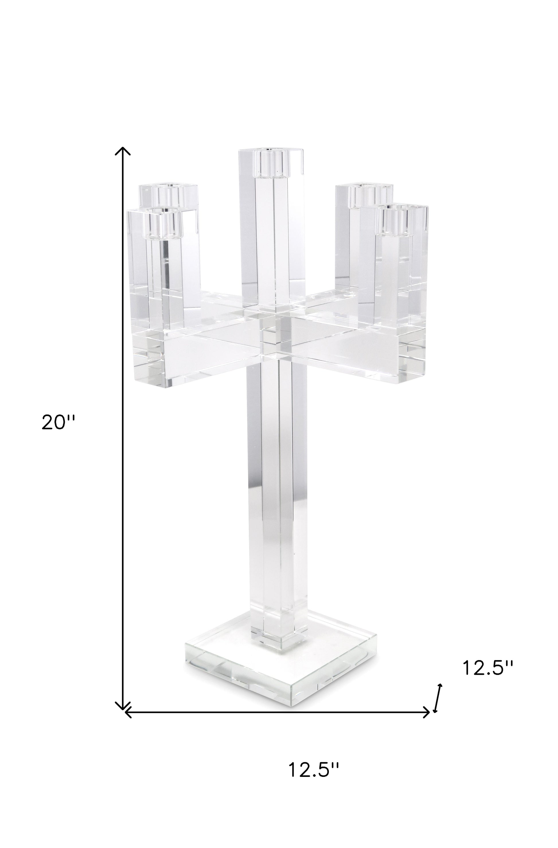20" Clear Faceted Crystal Tabletop Candelabra Candle Holder-Candle Holders-DECOROLALA