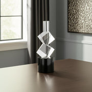 8" Silver Clear And Black Faceted Crystal Tabletop Taper Candlestick-Candle Holders-DECOROLALA