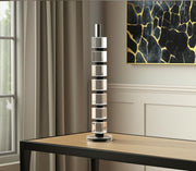 15" Silver Clear And Black Crystal Tabletop Taper Candlestick-Candle Holders-DECOROLALA