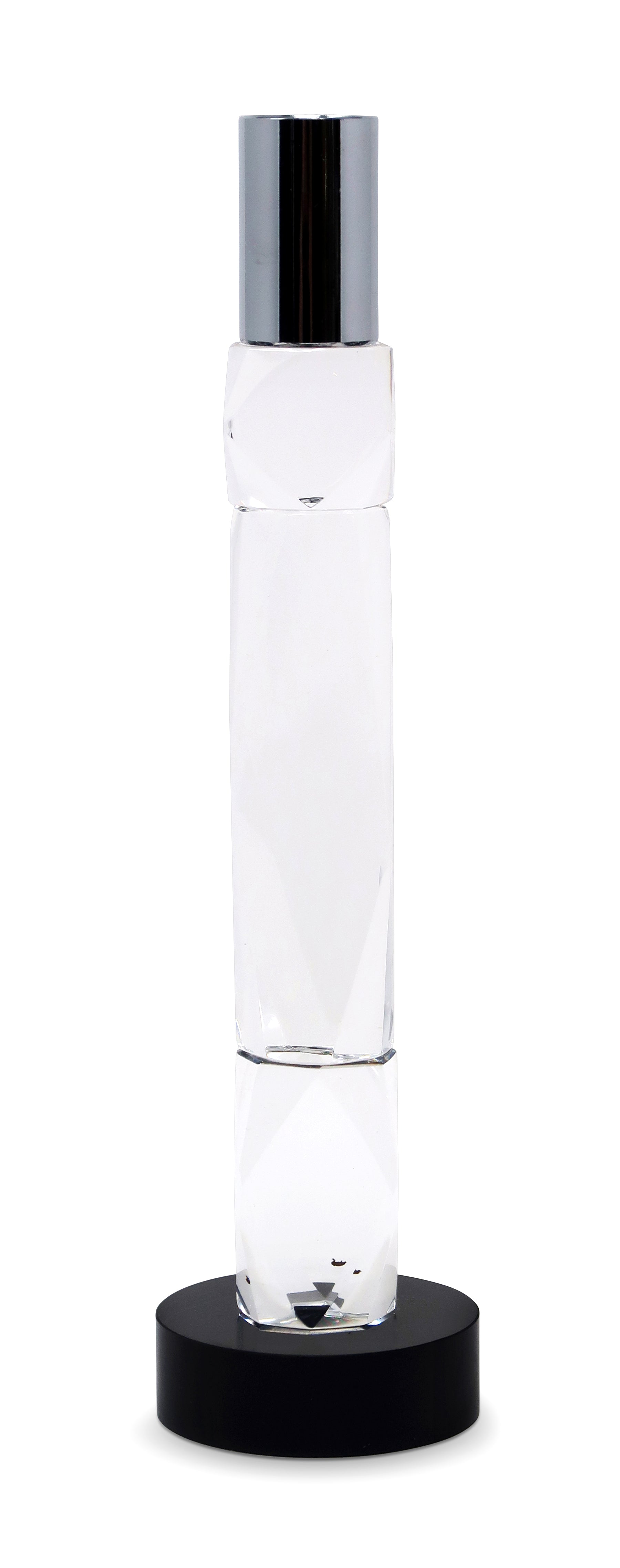 10" Silver Clear And Black Faceted Crystal Tabletop Taper Candlestick-Candle Holders-DECOROLALA