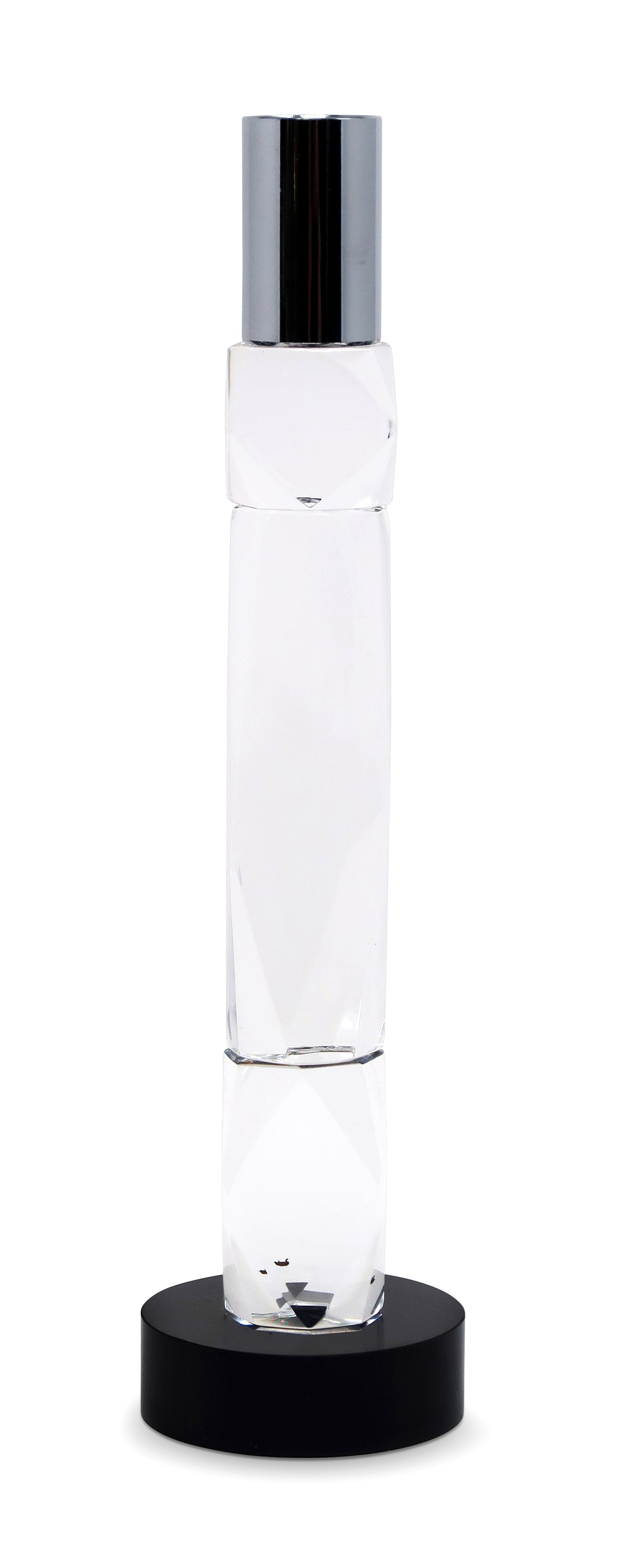 10" Silver Clear And Black Faceted Crystal Tabletop Taper Candlestick-Candle Holders-DECOROLALA
