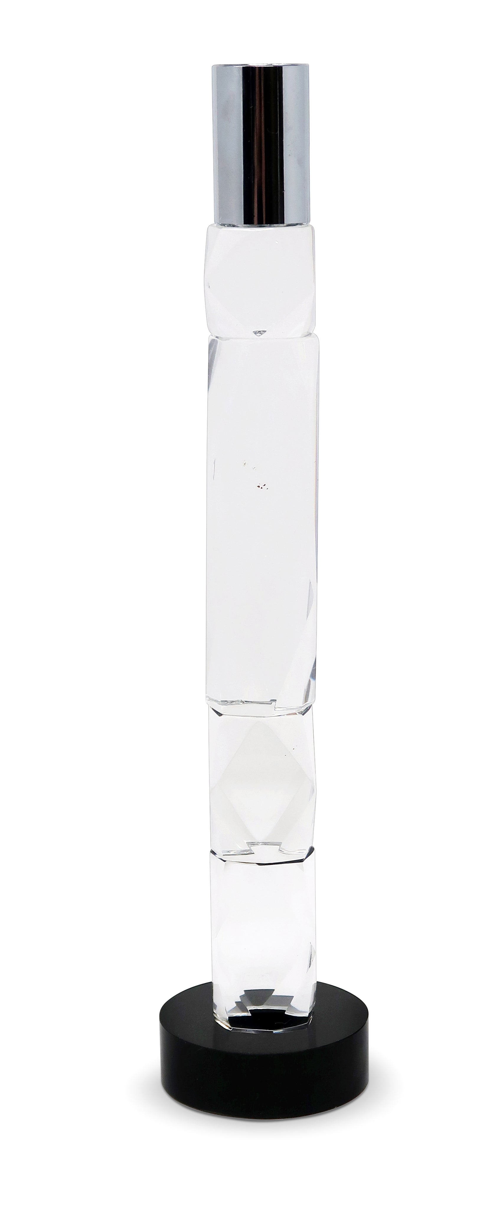 11" Silver Clear And Black Crystal Tabletop Taper Candlestick-Candle Holders-DECOROLALA