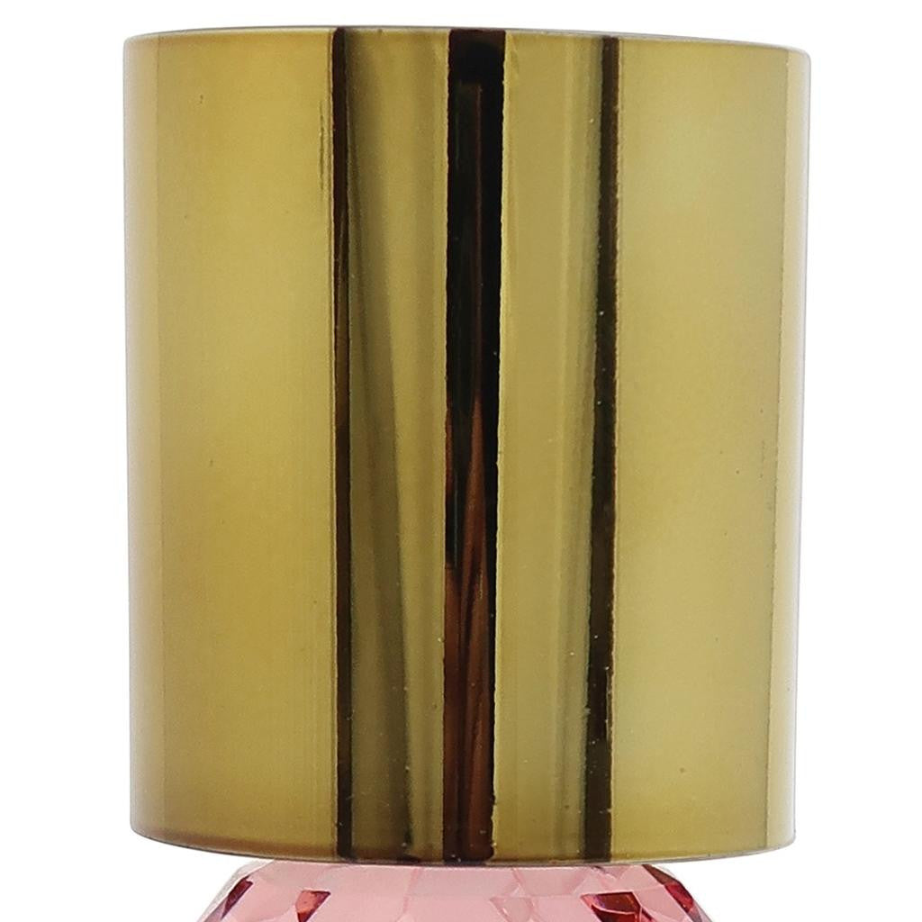 Set of Two Amber Gold And Pink Faceted Crystal Tabletop Taper Candlesticks-Candle Holders-DECOROLALA