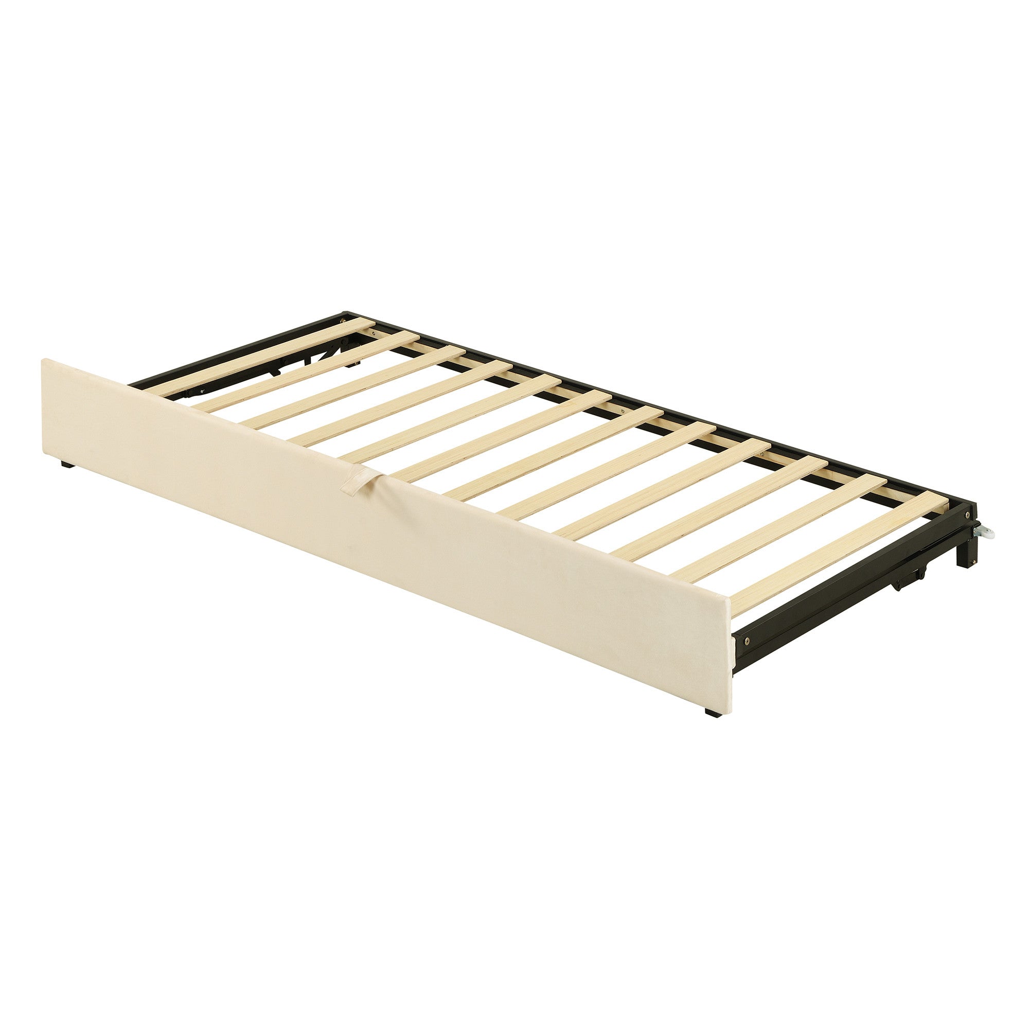 Beige Upholstered Twin Day Bed With Trundle-3