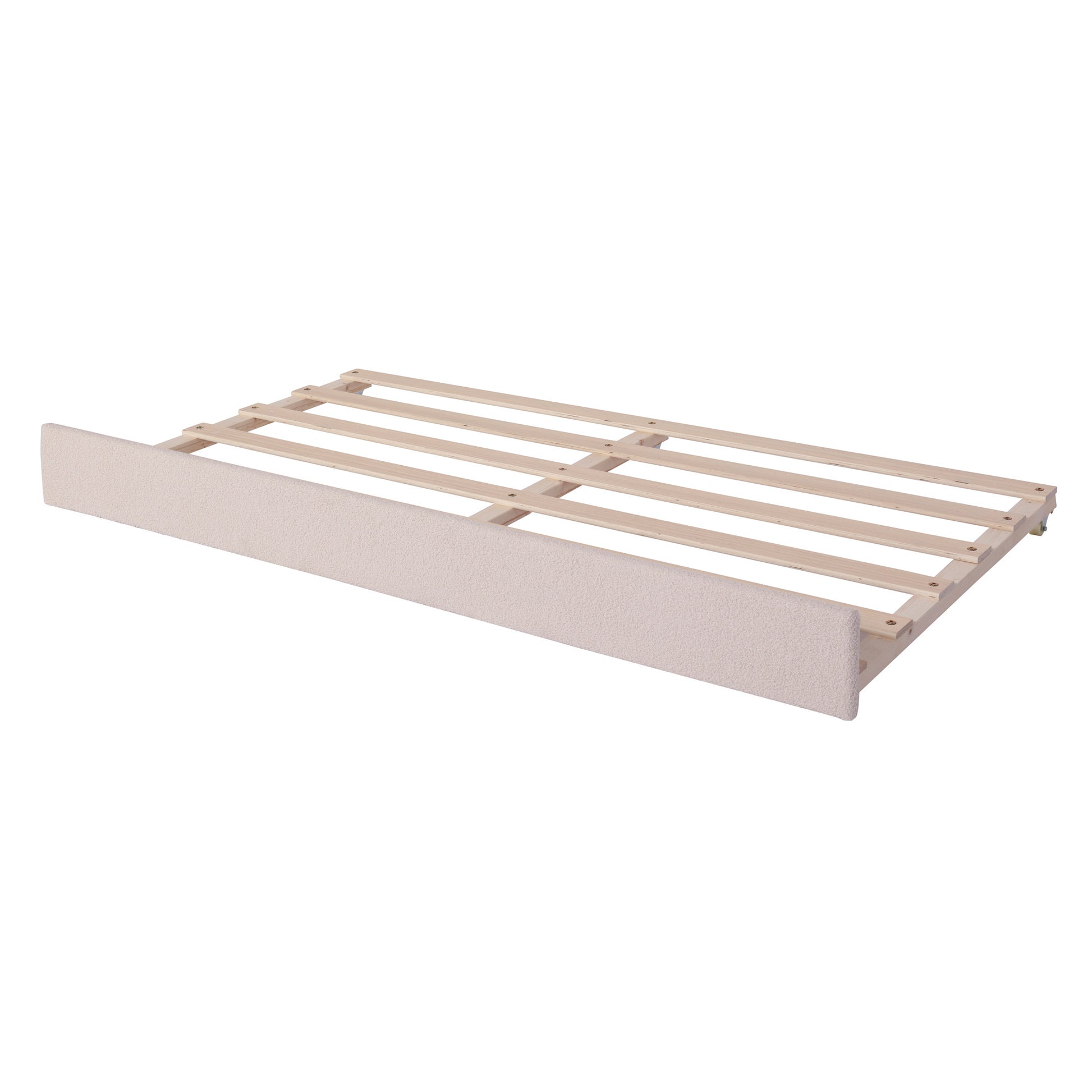 Beige Tufted Boucle Twin Day Bed With LED Lighting And Trundle And USB-6