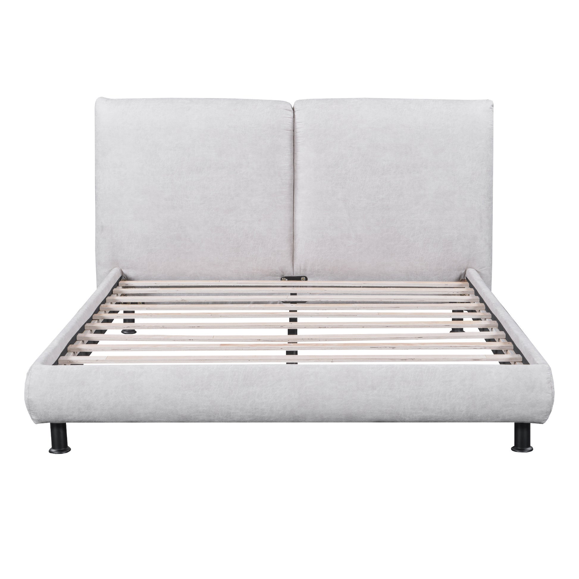 Light Gray Tufted Upholstered Queen Bed Frame-7