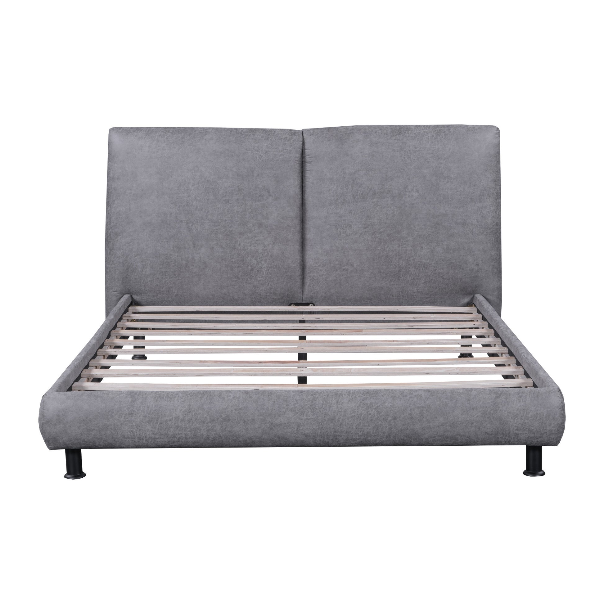 Dark Gray Tufted Upholstered Queen Bed Frame-7