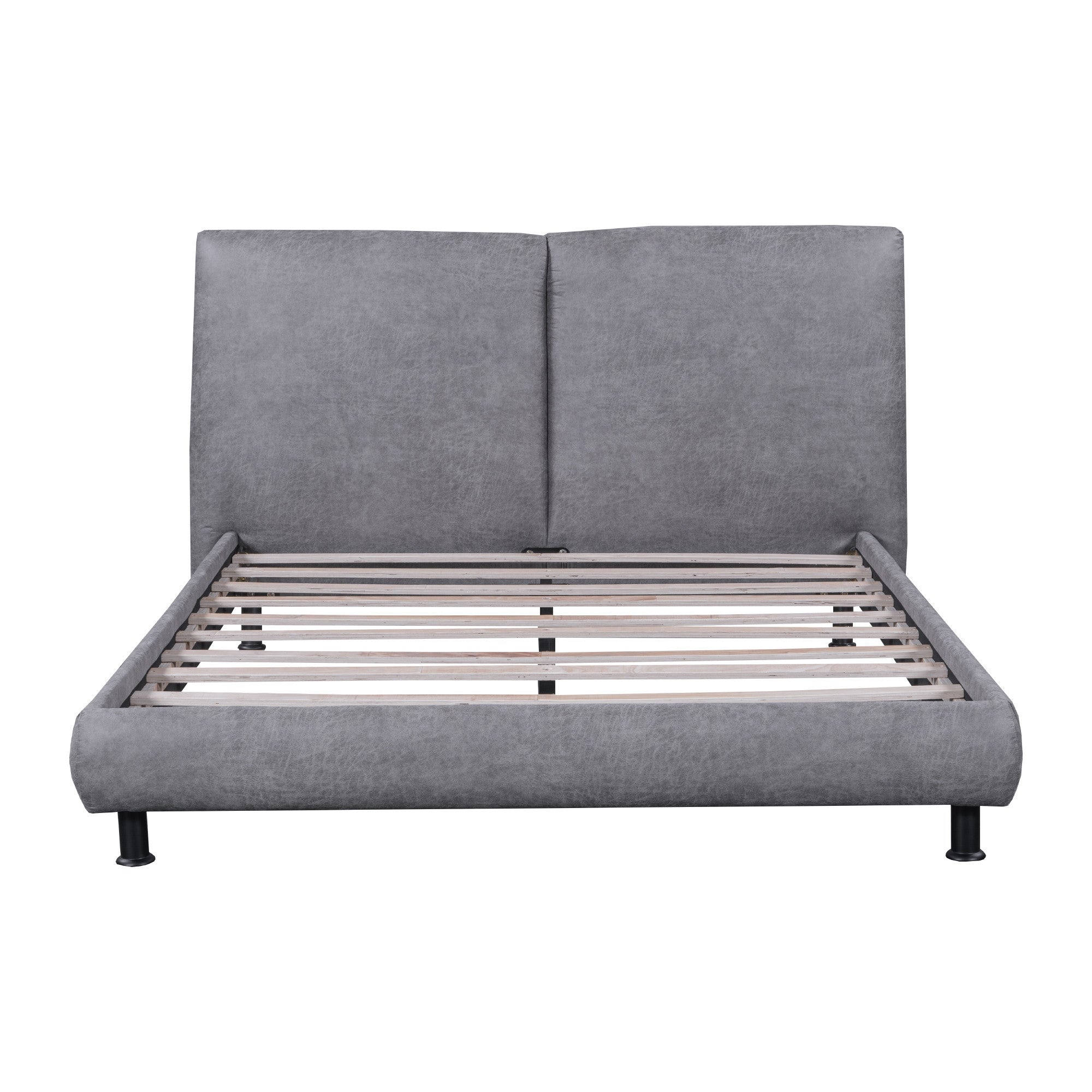 Dark Gray Tufted Upholstered Queen Bed Frame-7