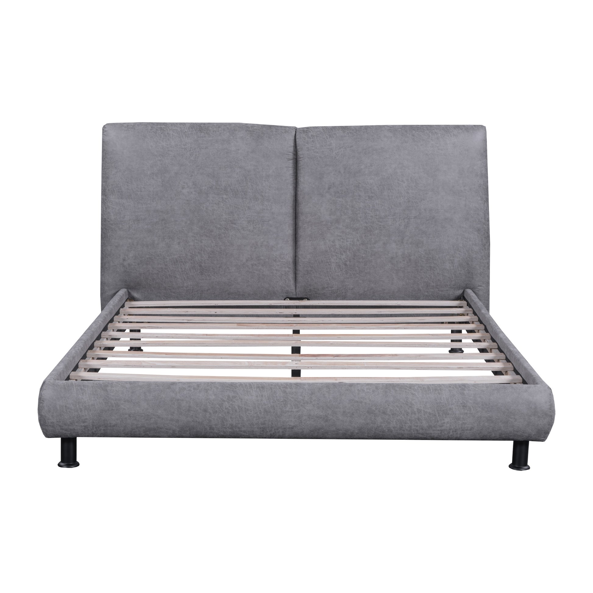 Dark Gray Tufted Upholstered Queen Bed Frame-1