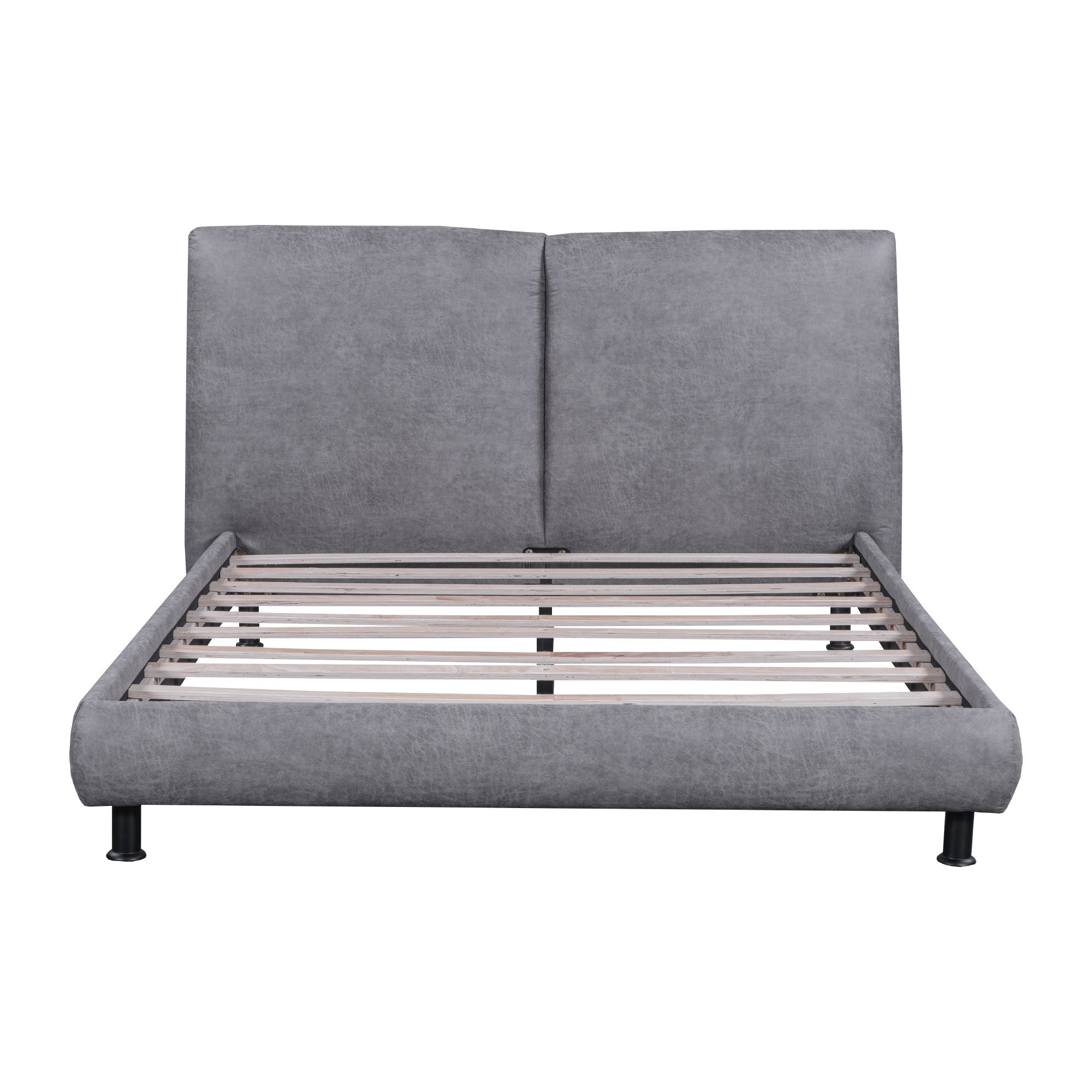 Dark Gray Tufted Upholstered Queen Bed Frame-1