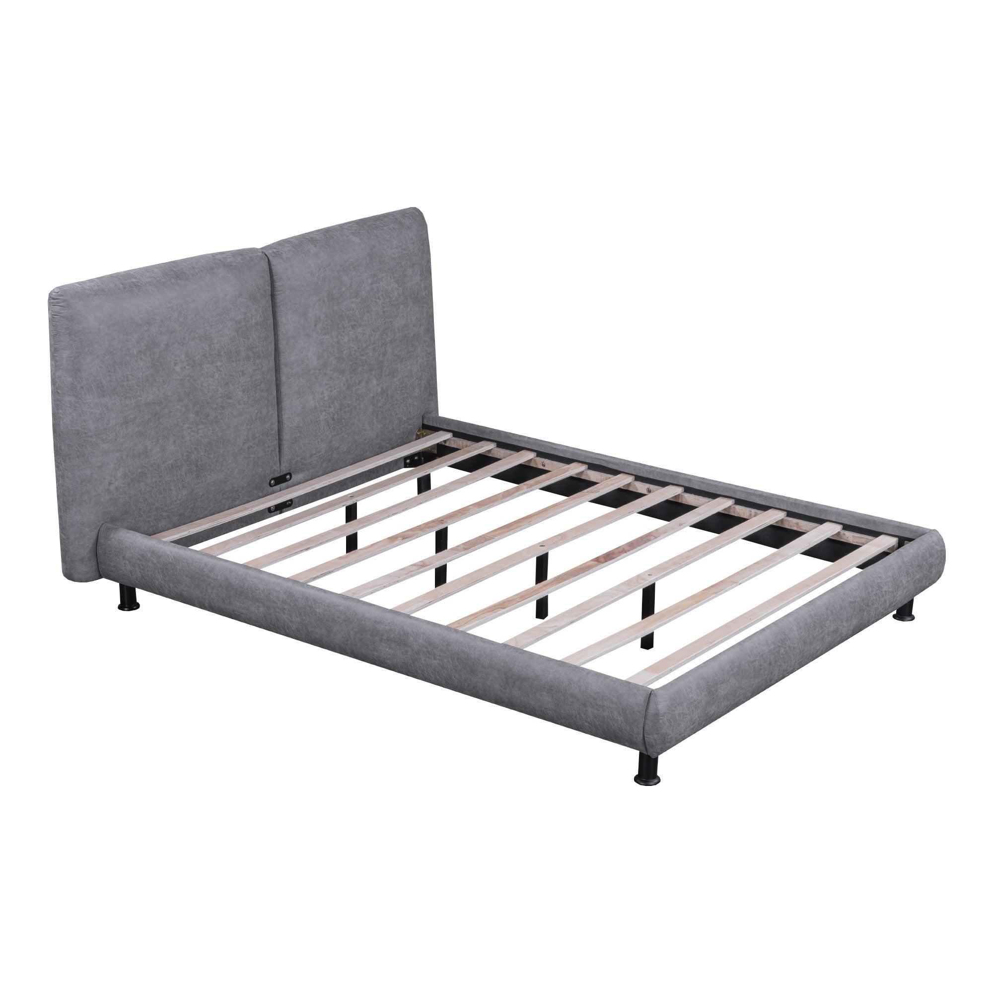 Dark Gray Tufted Upholstered Queen Bed Frame-3
