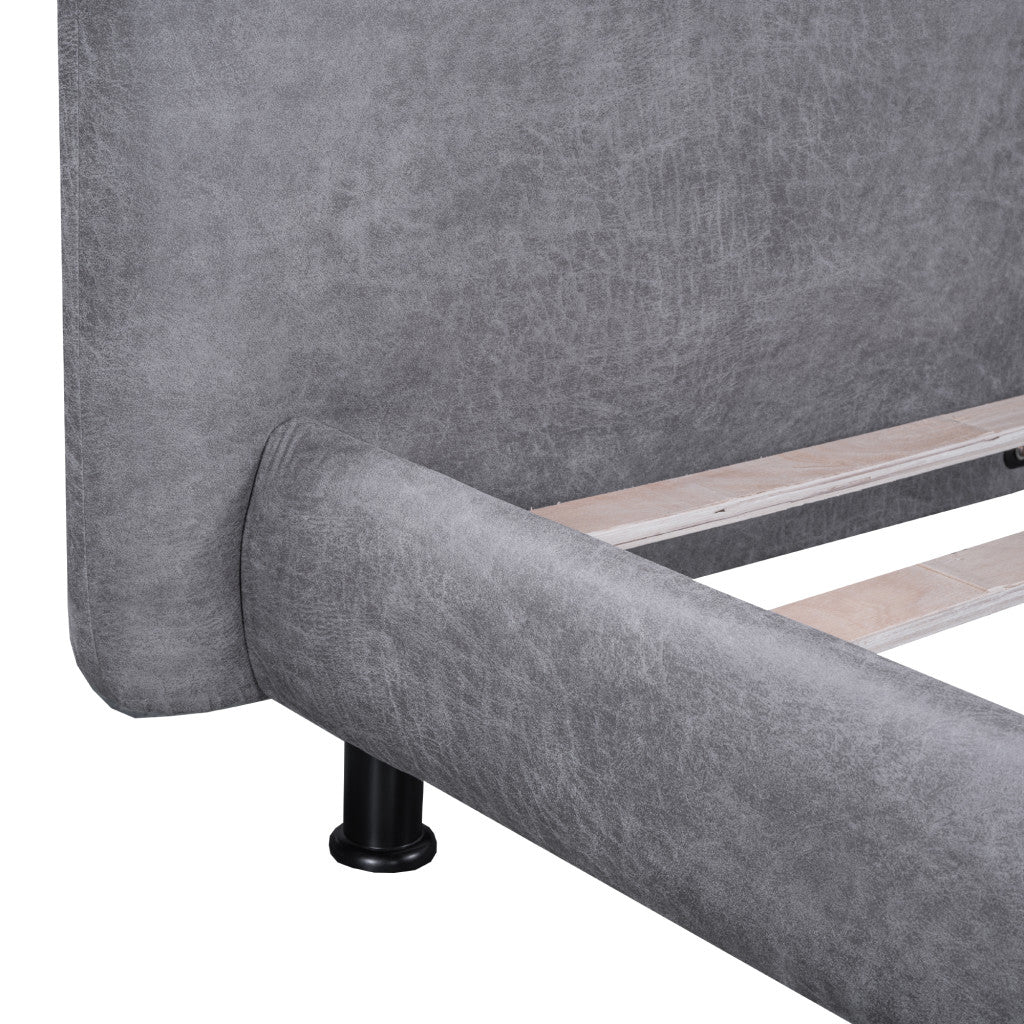 Dark Gray Tufted Upholstered Queen Bed Frame-6
