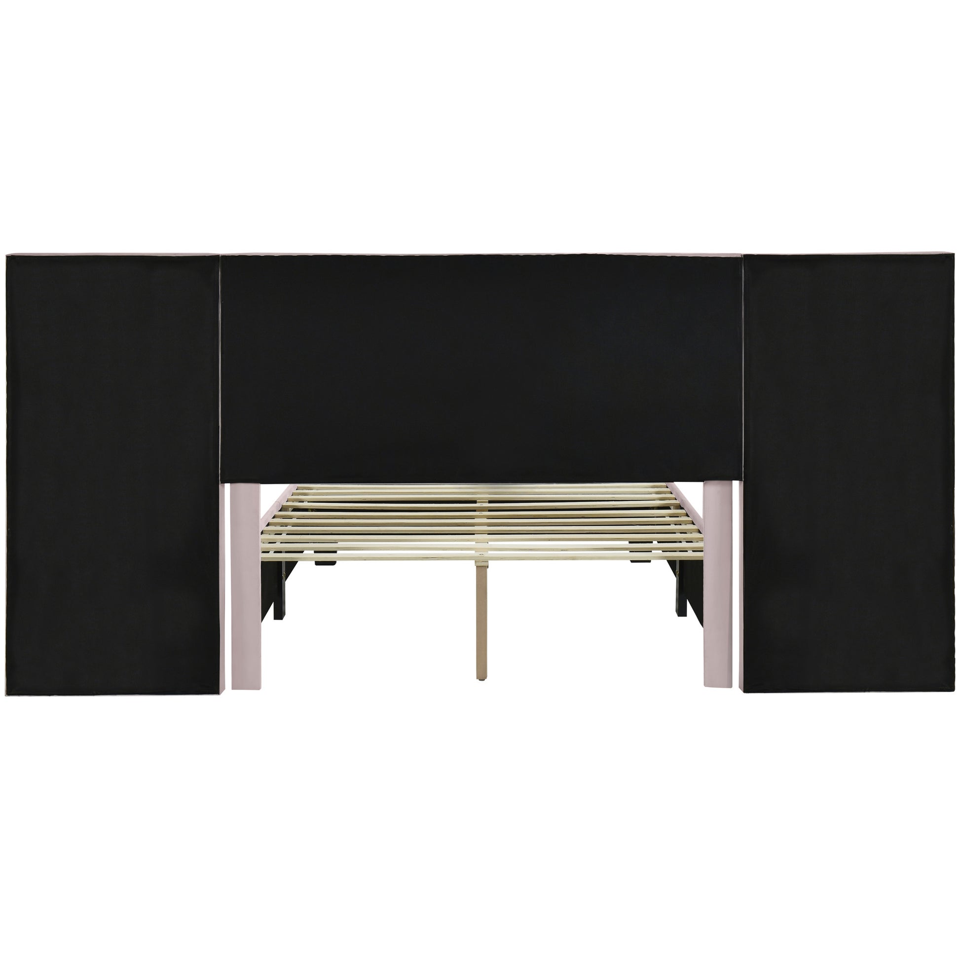 Pink Tufted Velvet Upholstered Lighted Full Bed Frame-4
