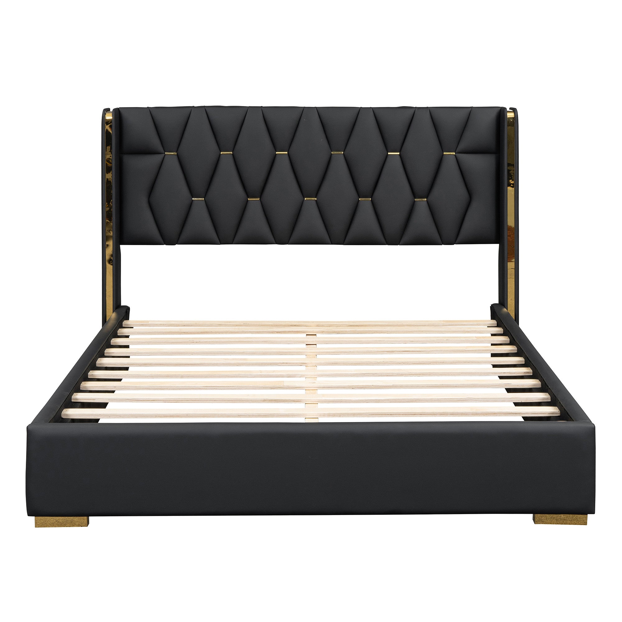 Black Tufted Upholstered Queen Bed Frame-1