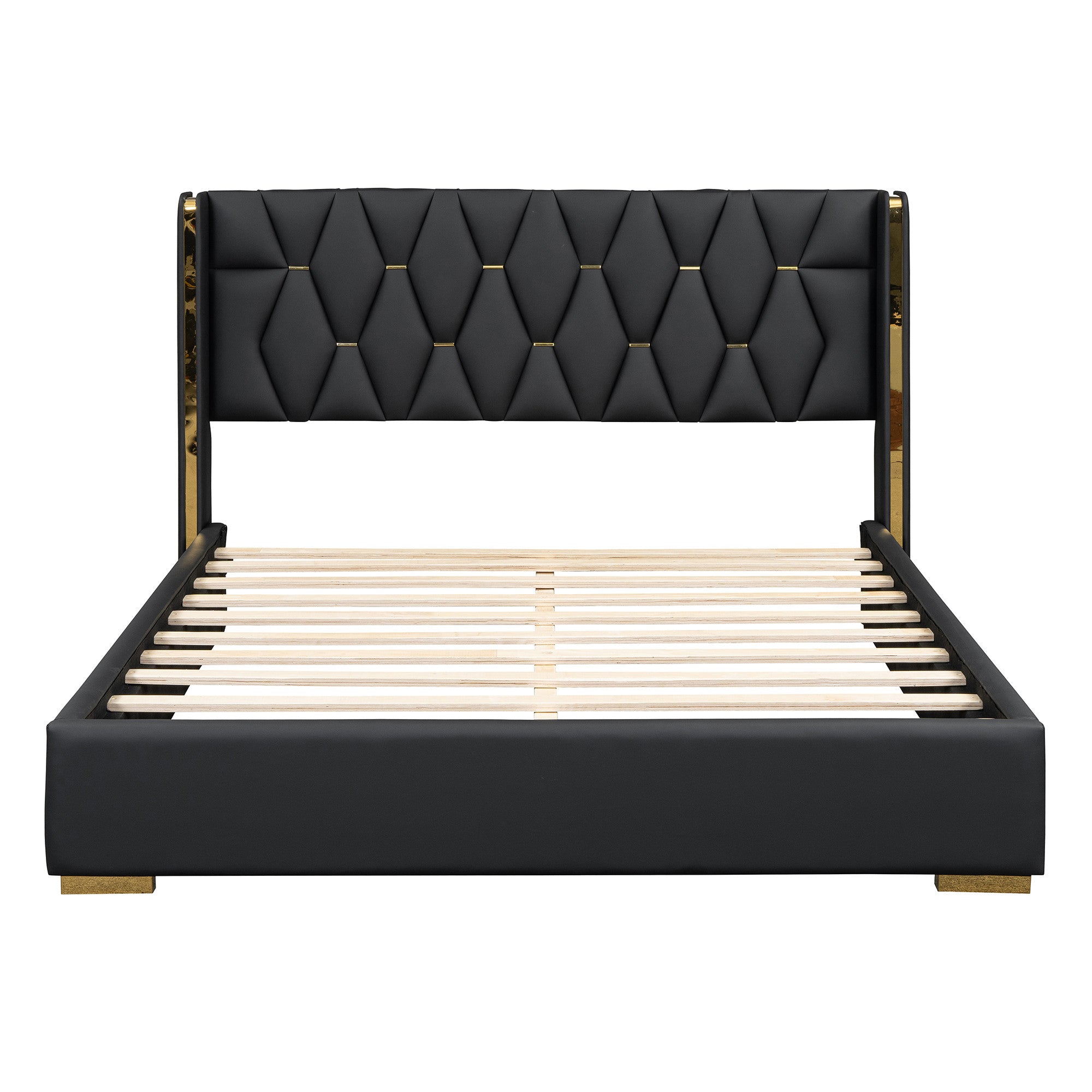 Black Tufted Upholstered Twin Bed Frame-2