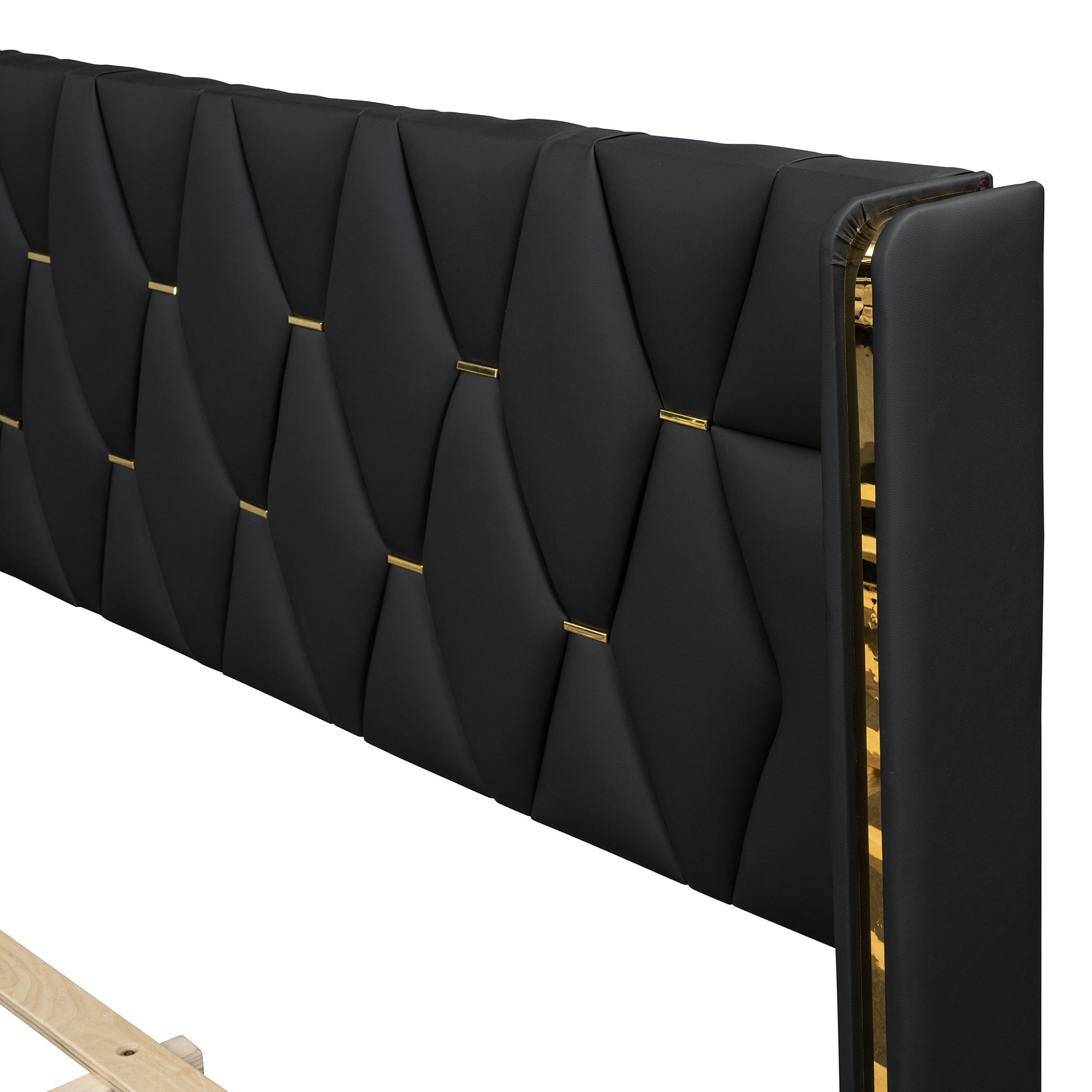 Black Tufted Upholstered Twin Bed Frame-6