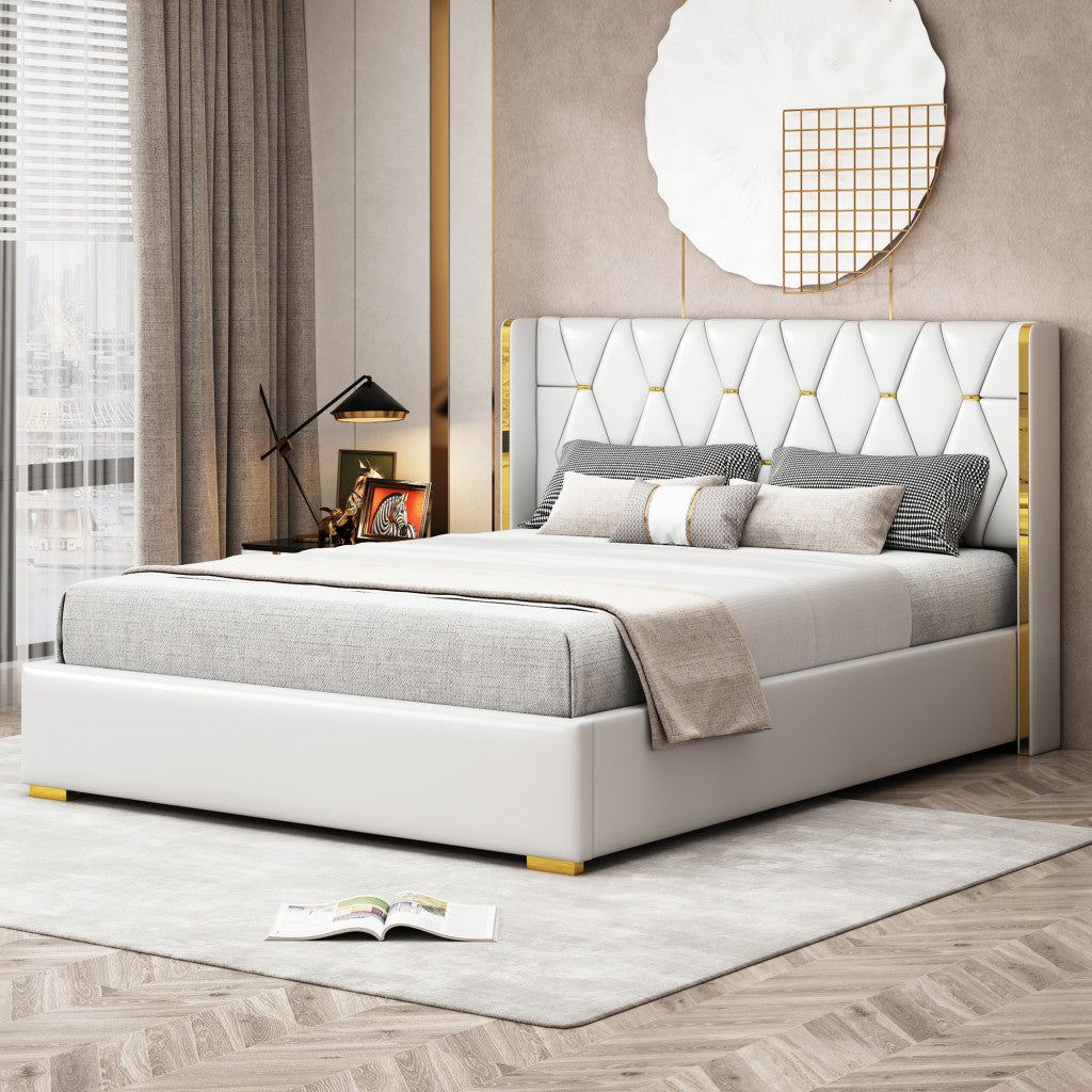 White Tufted Upholstered Twin Bed Frame-8