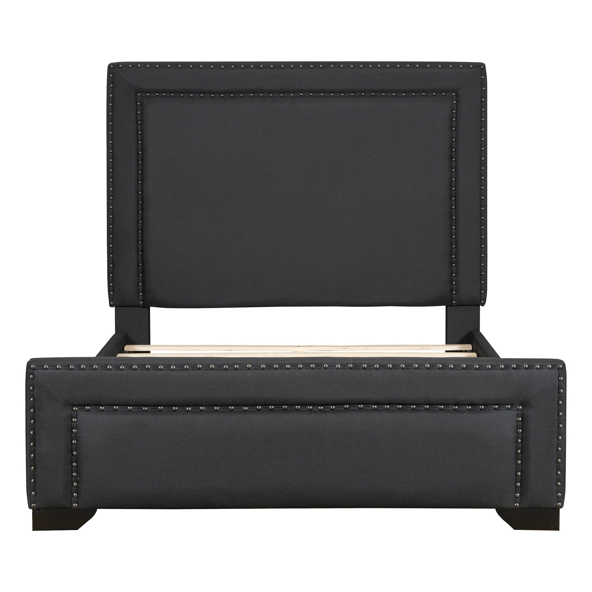 Black Tufted Velvet Upholstered Queen Bed Frame-2