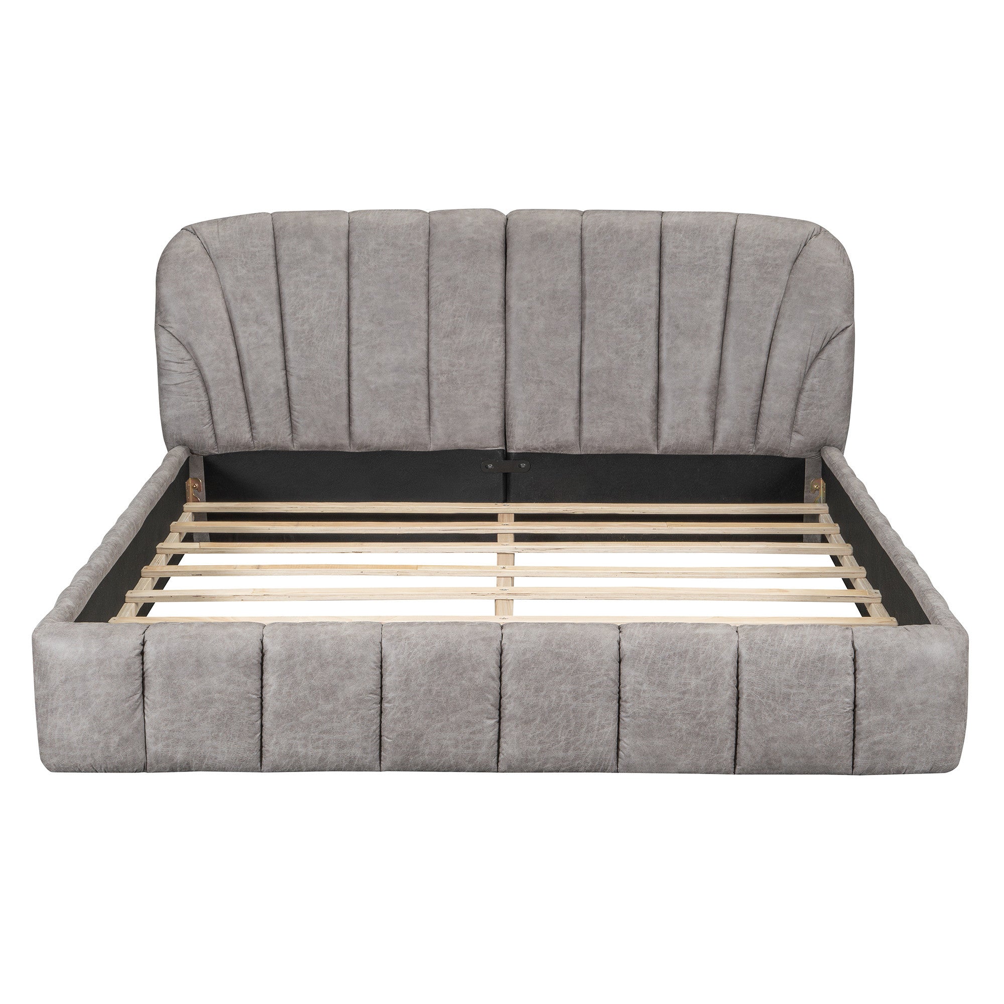 Gray Tufted Upholstered Queen Bed Frame-8
