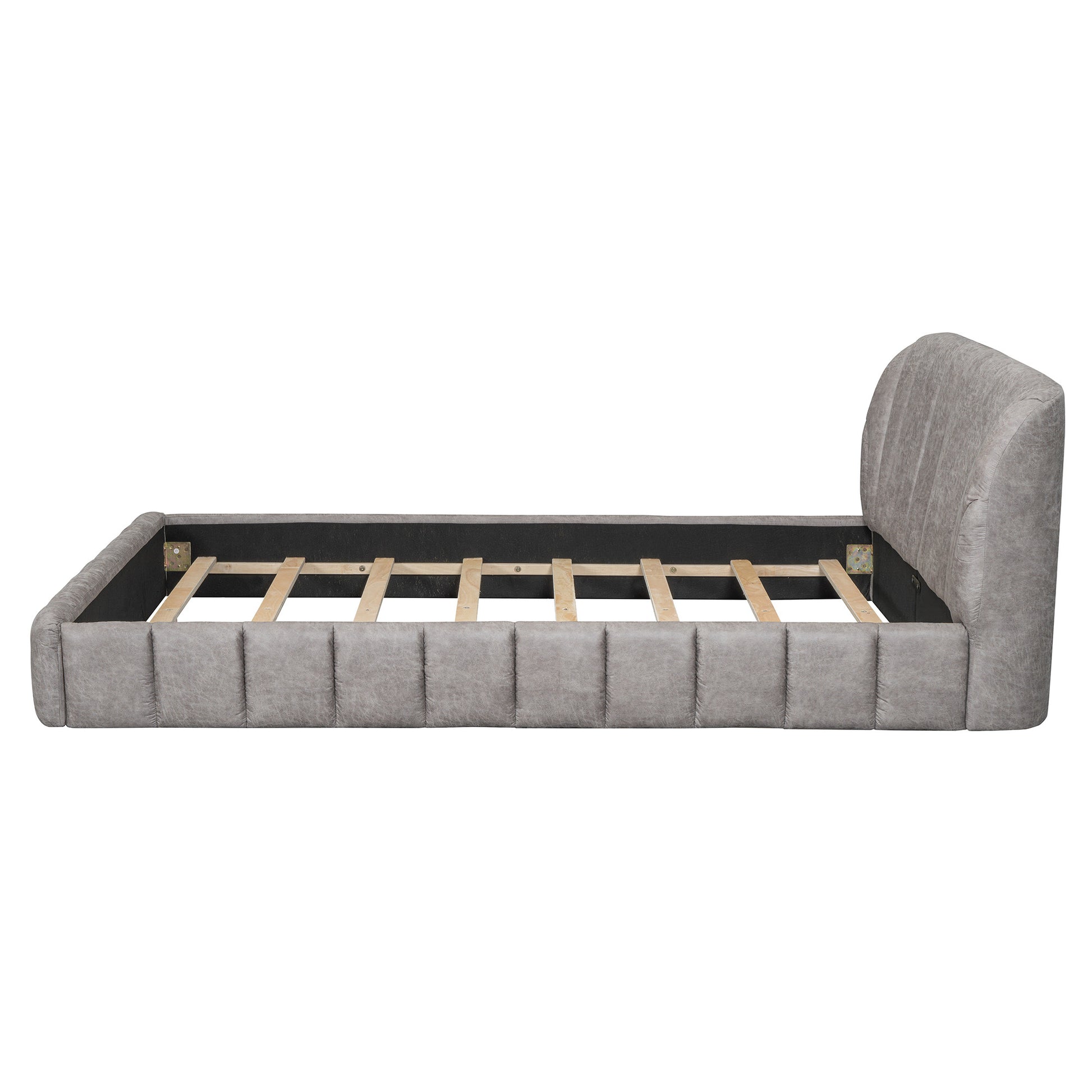 Gray Tufted Upholstered Queen Bed Frame-5