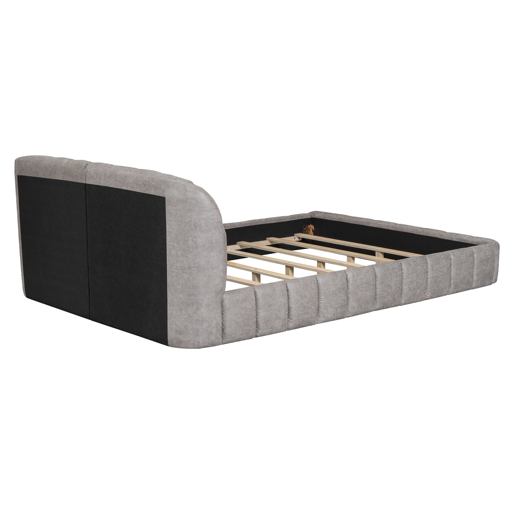 Gray Tufted Upholstered Queen Bed Frame-6