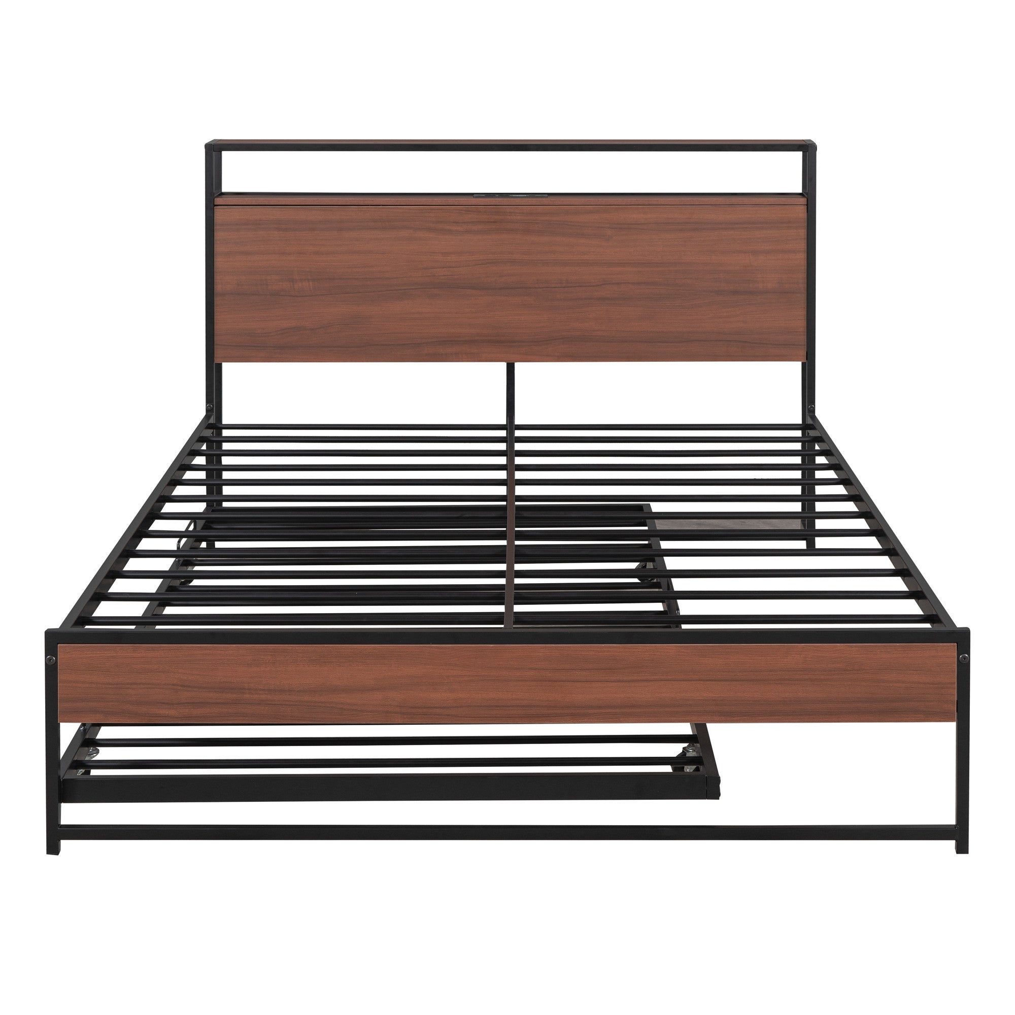 Black Metal Full Bed Frame With Trundle-1