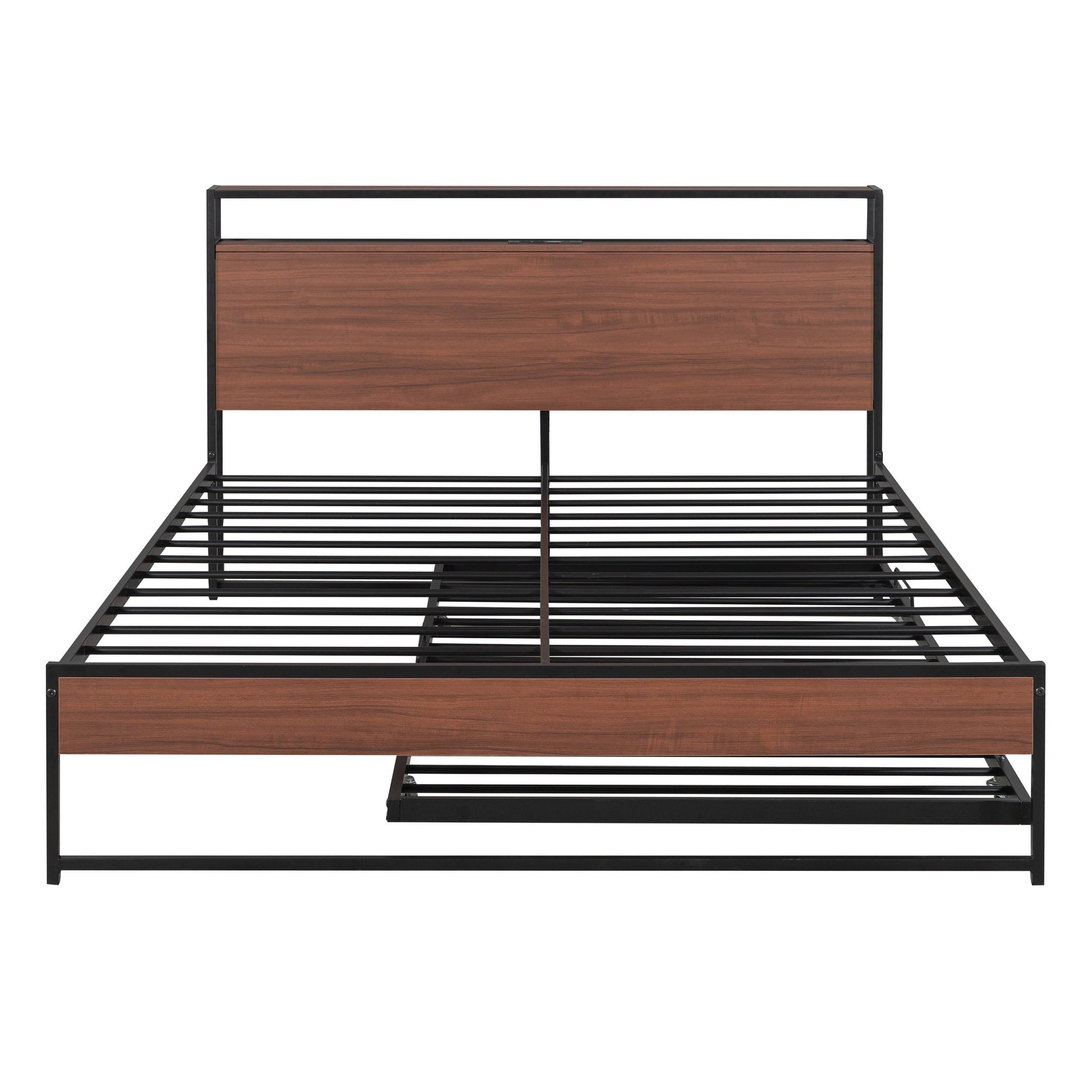 Black Metal Queen Bed Frame With Trundle-7
