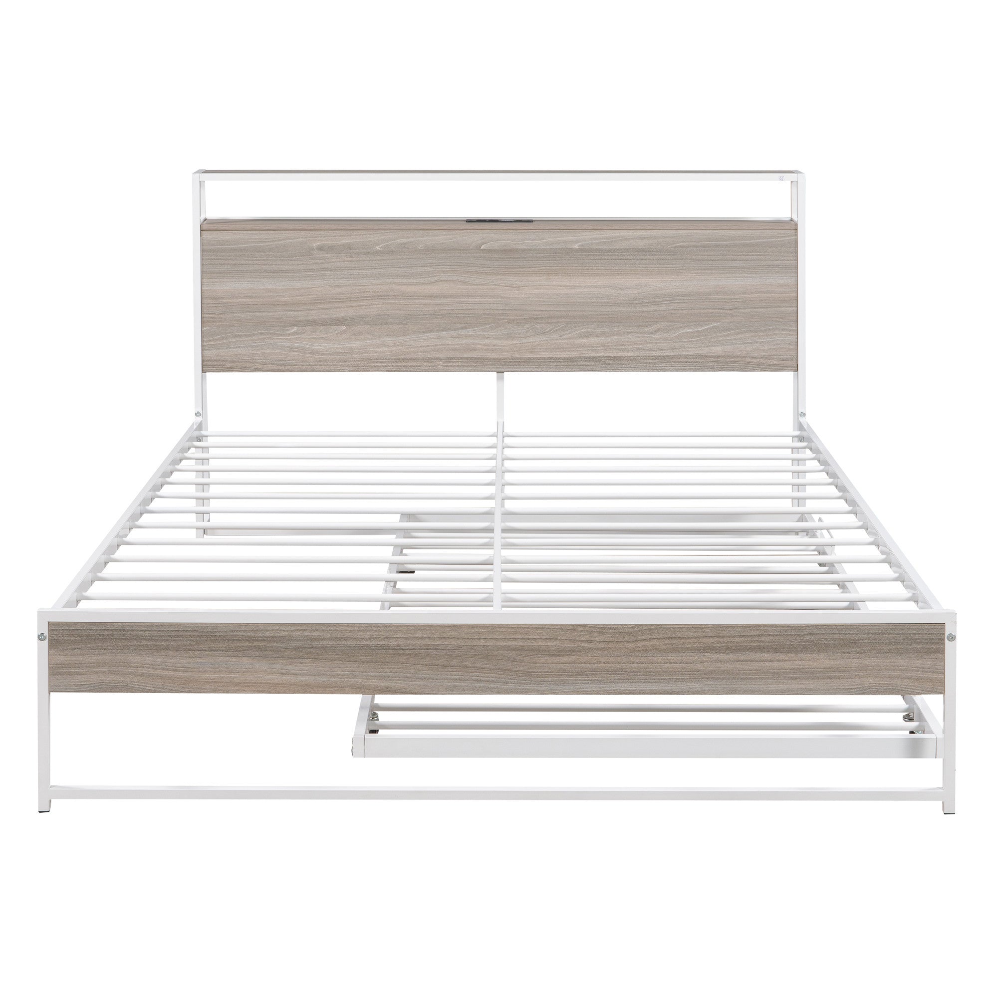 White Metal Queen Bed Frame With Trundle-7