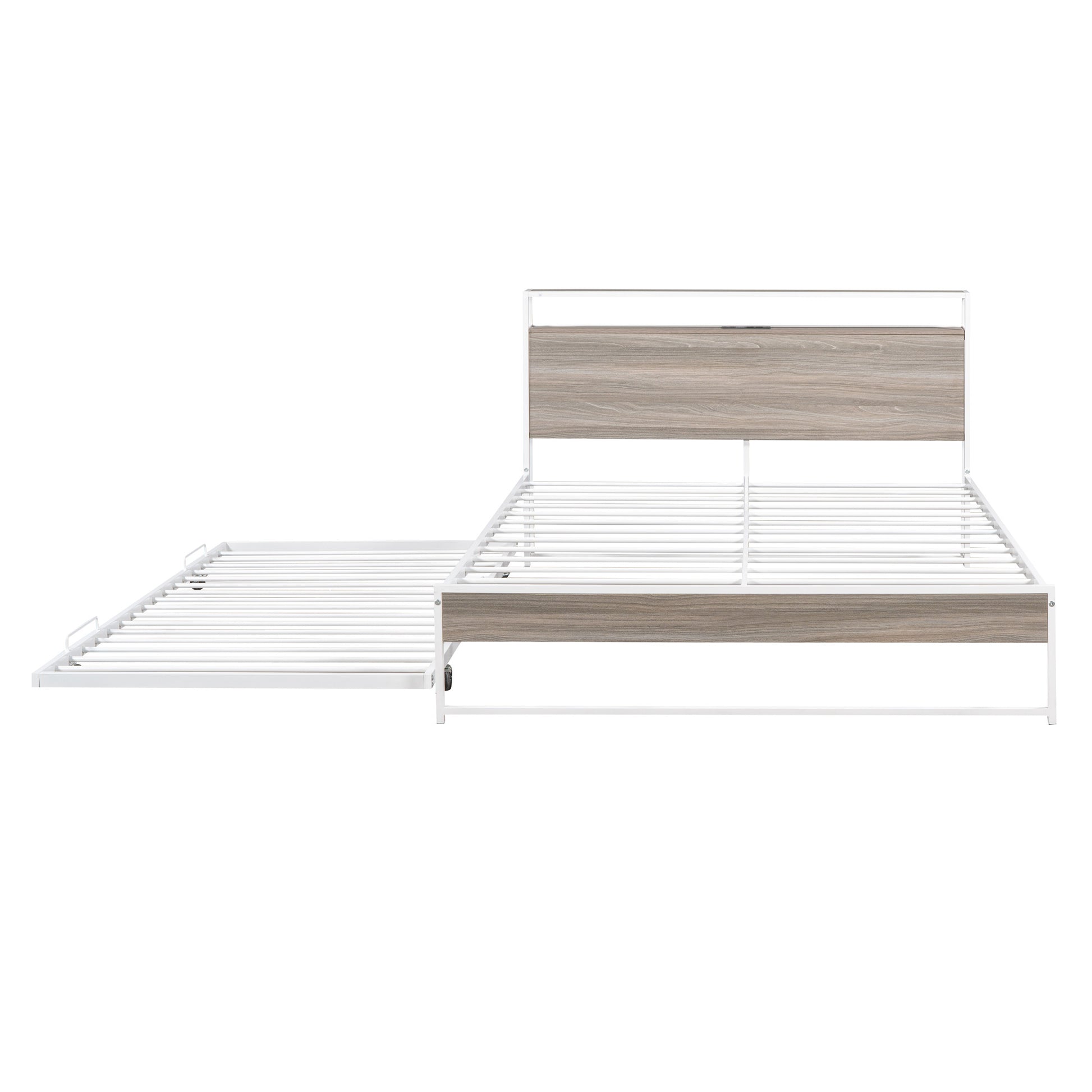 White Metal Queen Bed Frame With Trundle-2