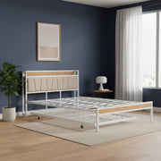 White Metal Queen Bed Frame With Trundle-0