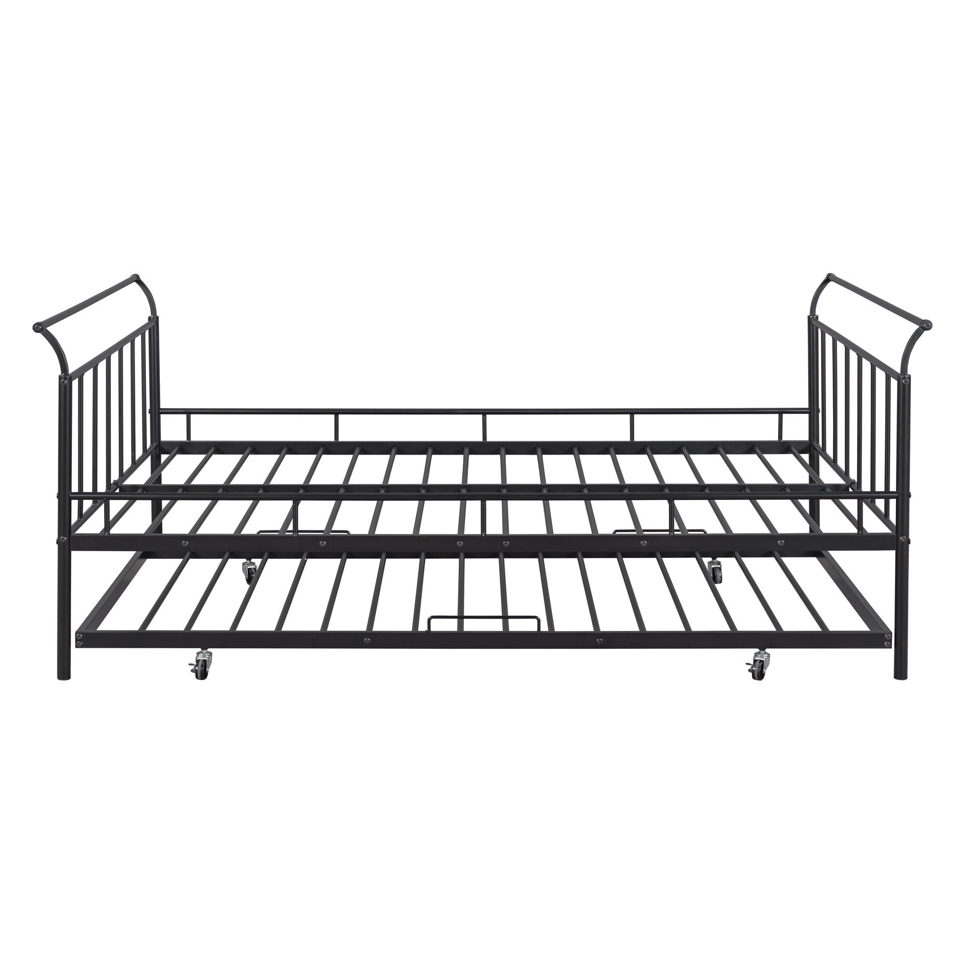 Black Metal Full Day Bed With Trundle-7
