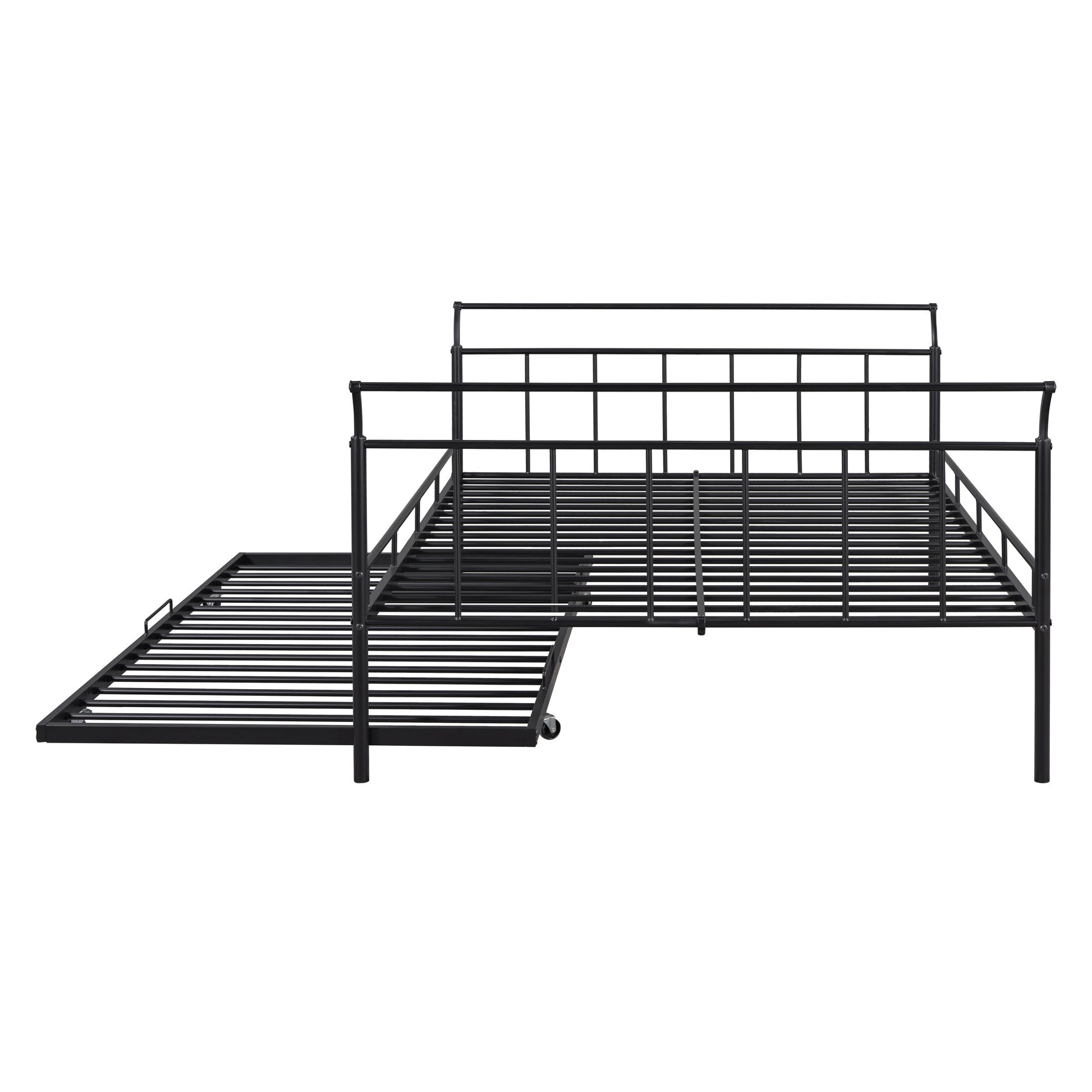 Black Metal Full Day Bed With Trundle-2