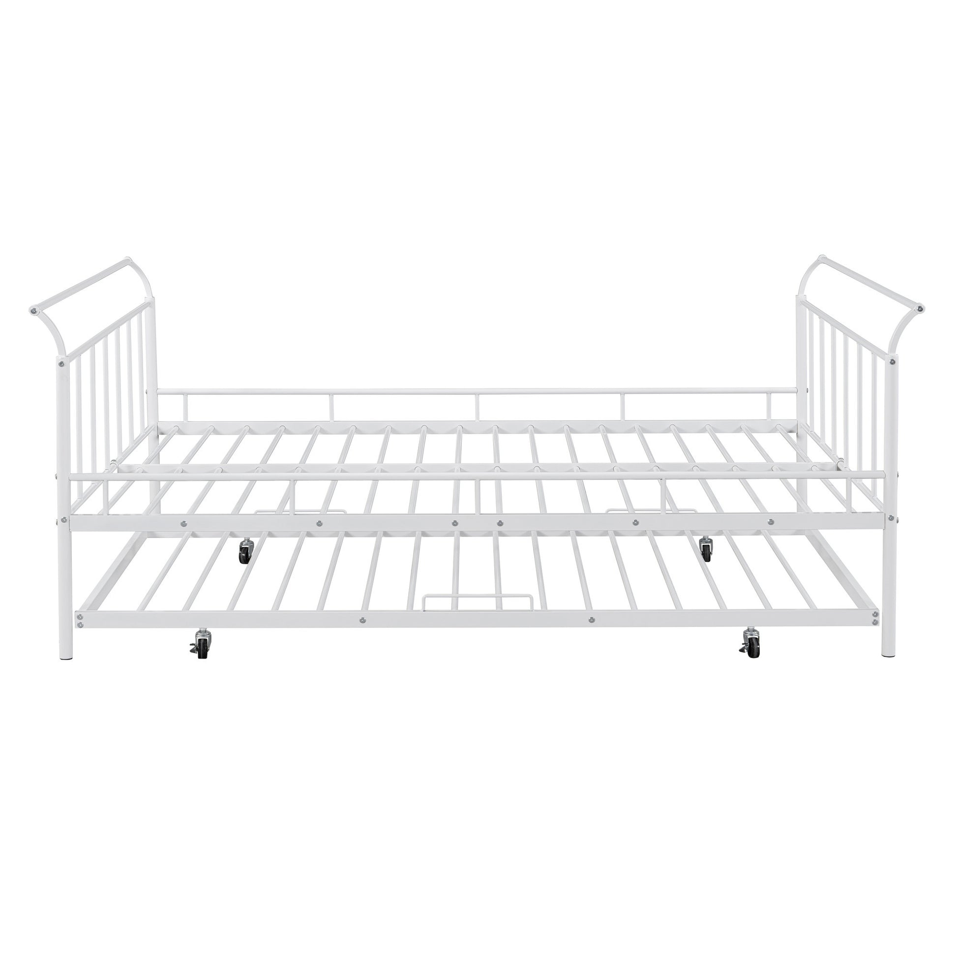 White Metal Full Day Bed With Trundle-7
