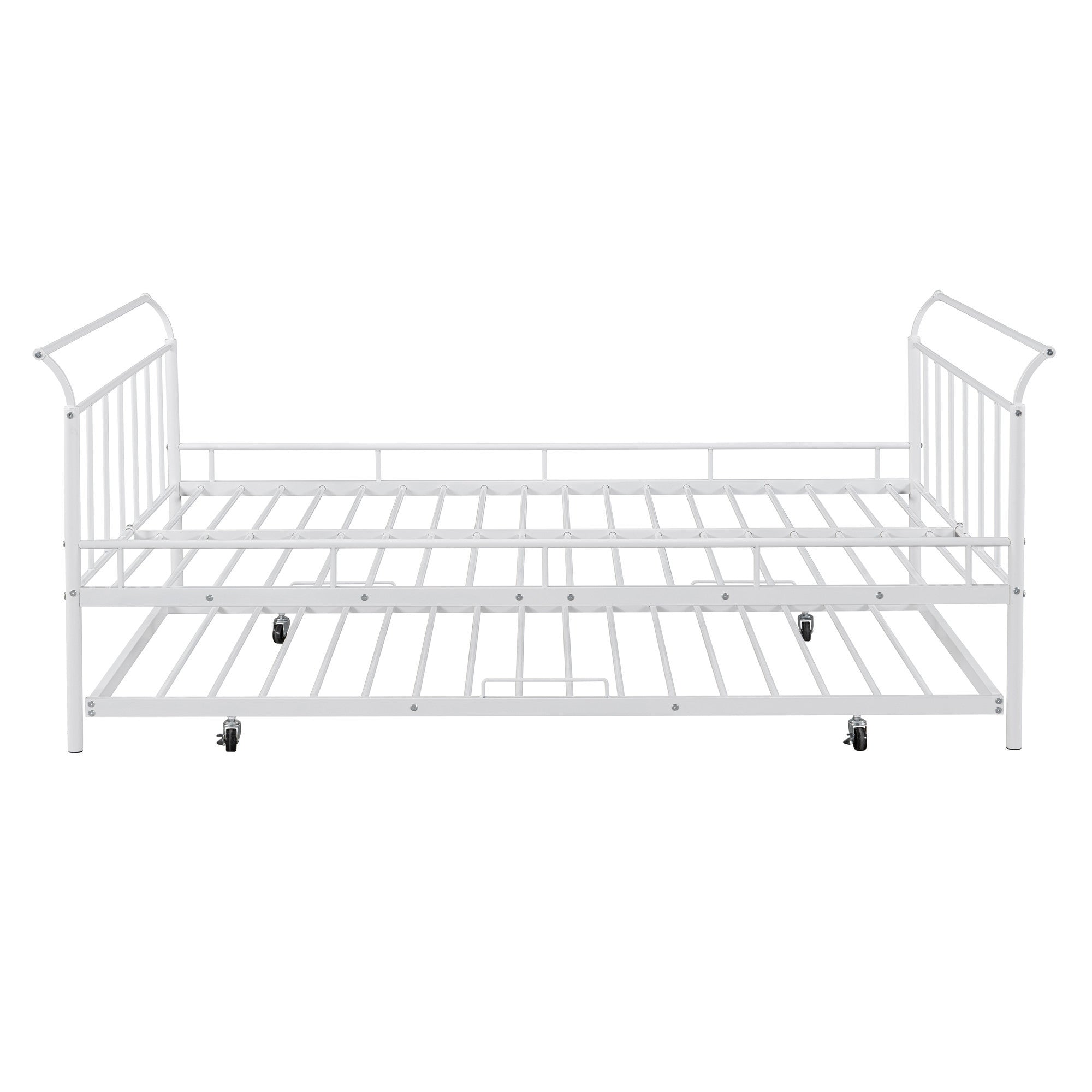 White Metal Full Day Bed With Trundle-7