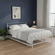 White Metal Full Day Bed With Trundle-0