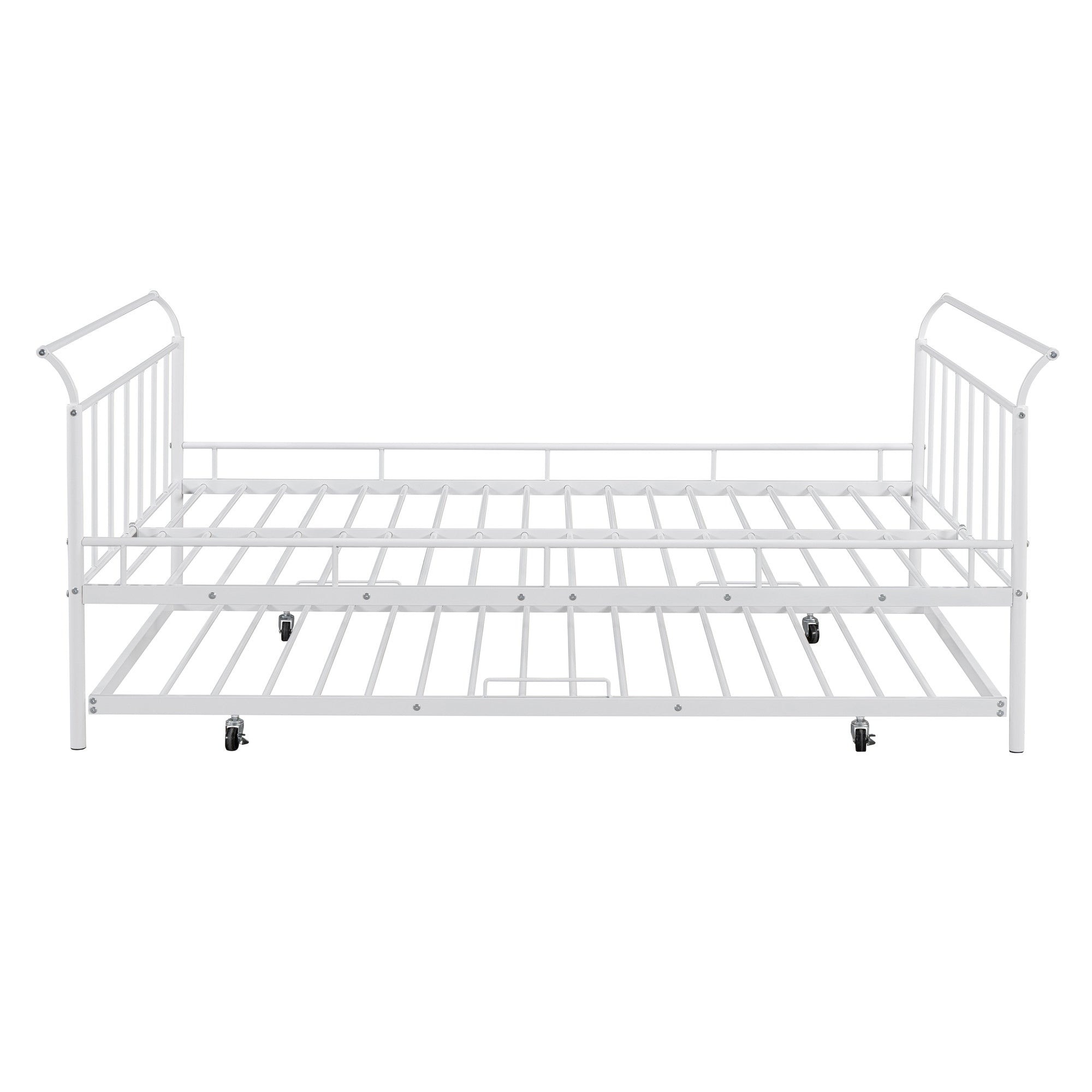 White Metal Full Day Bed With Trundle-1