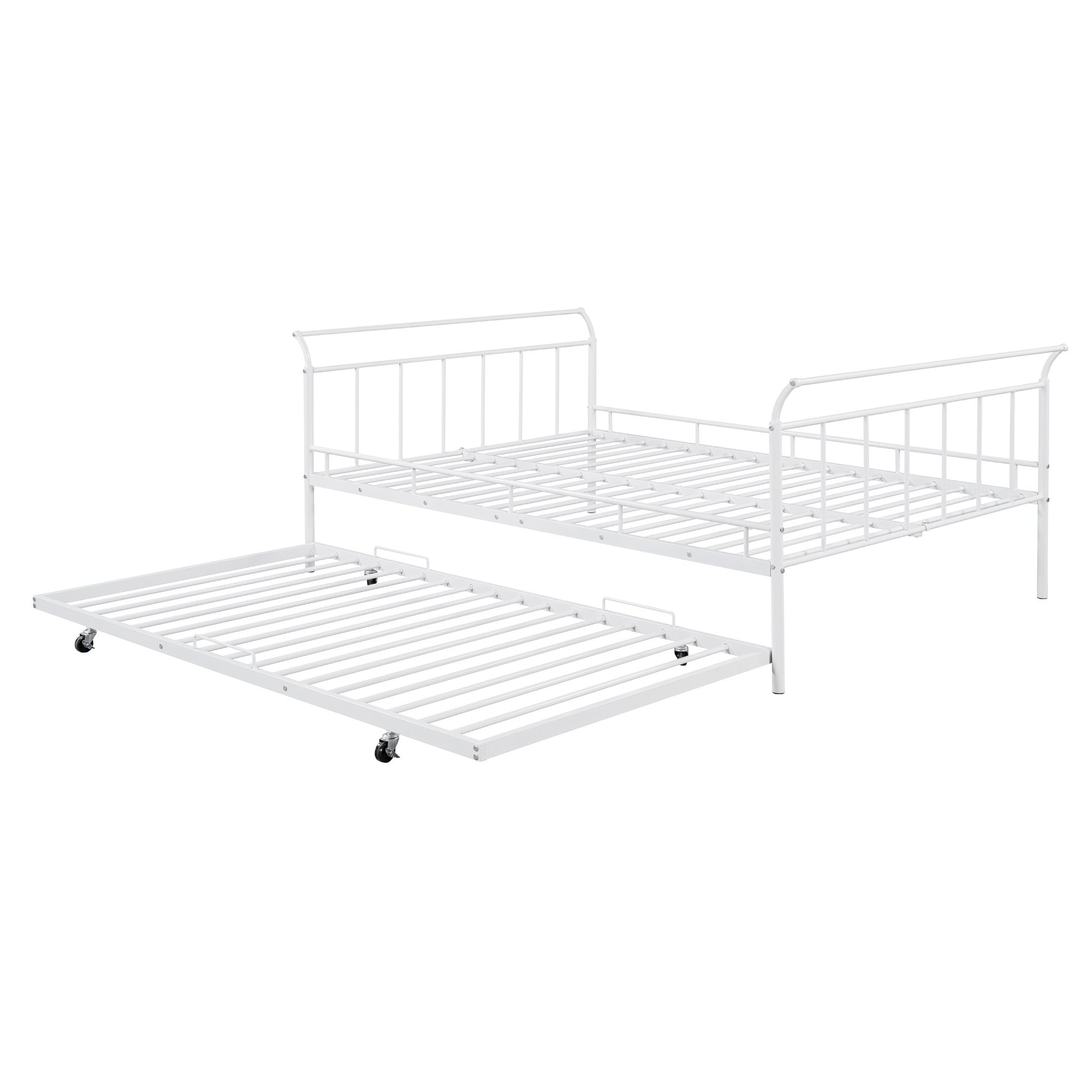 White Metal Full Day Bed With Trundle-2