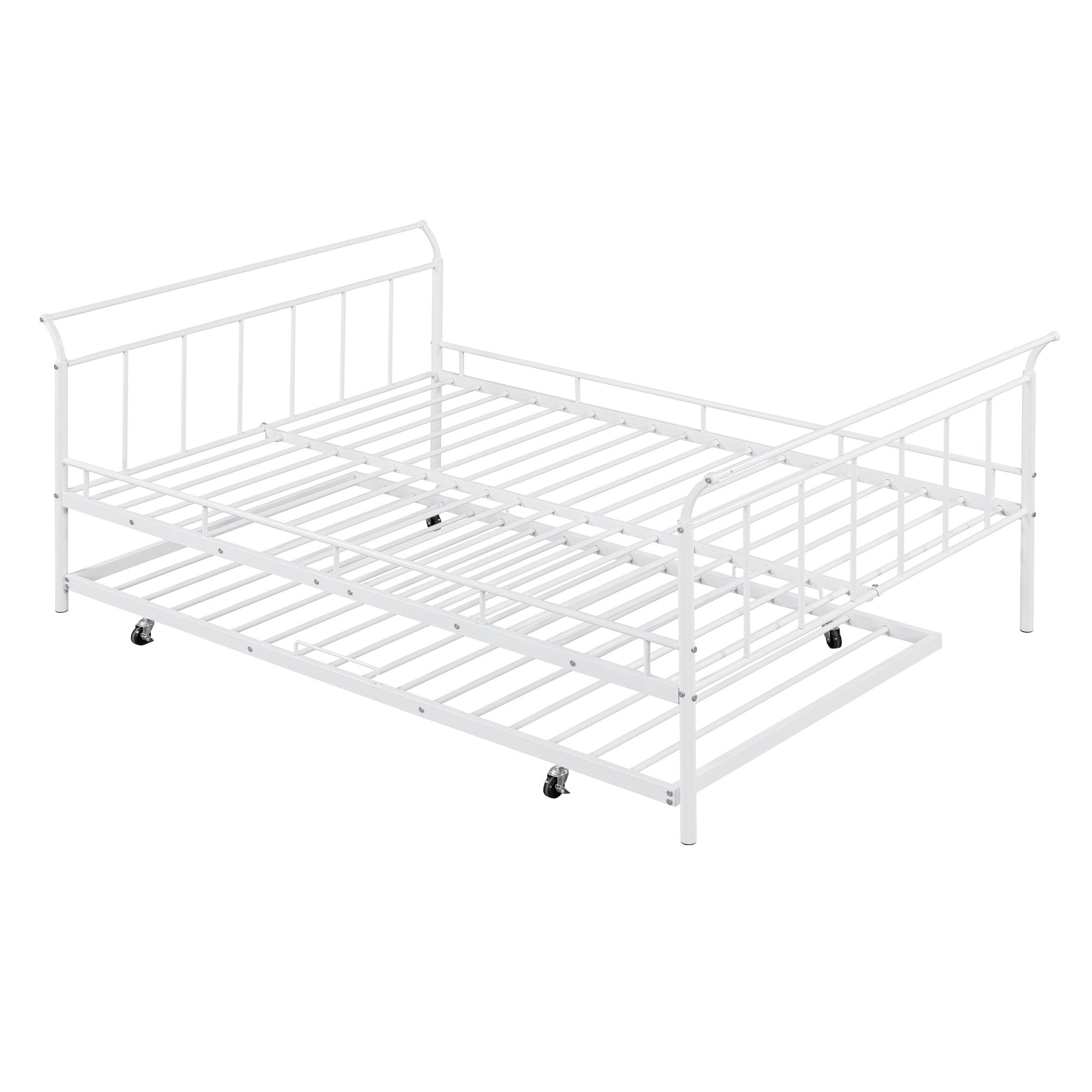 White Metal Full Day Bed With Trundle-3