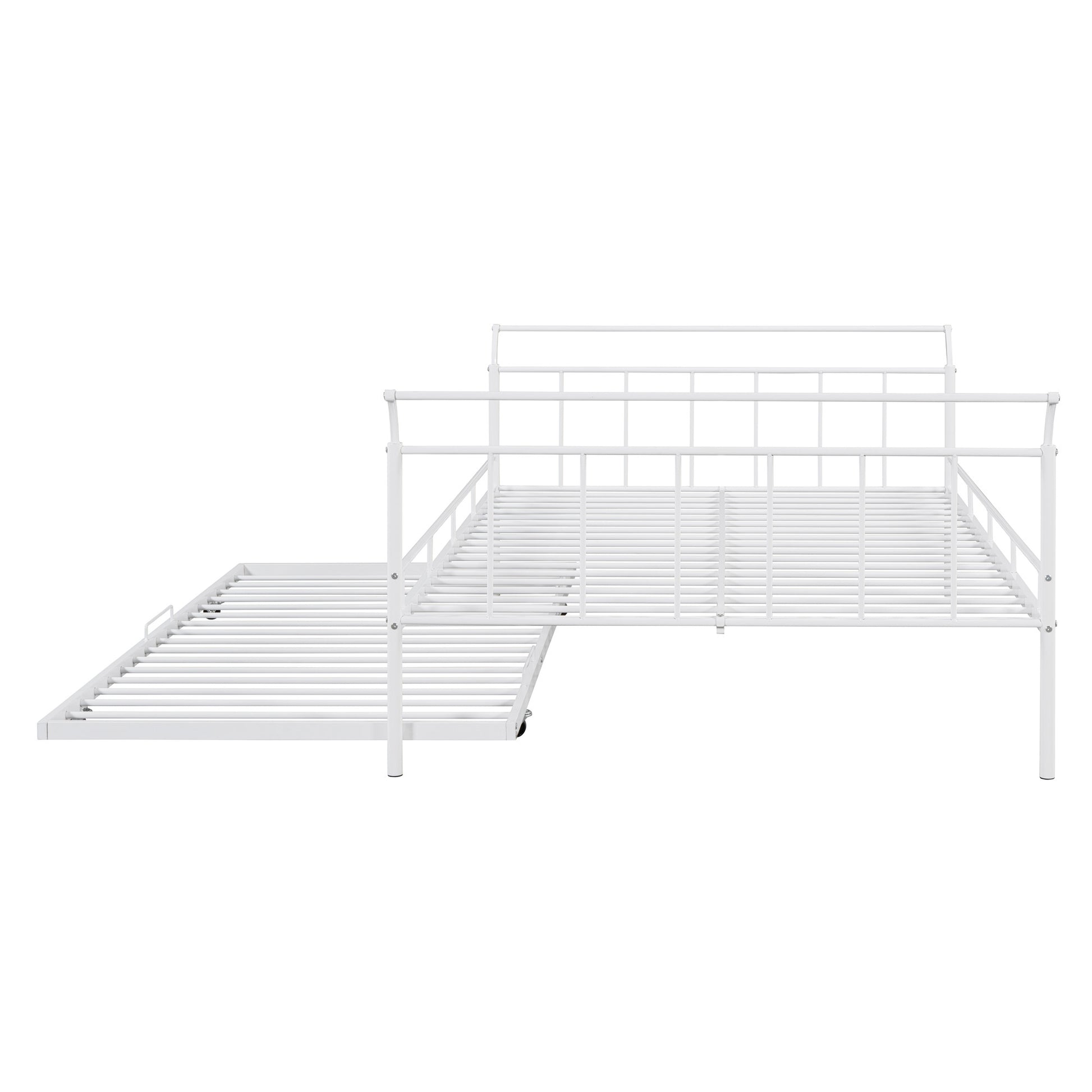 White Metal Full Day Bed With Trundle-5