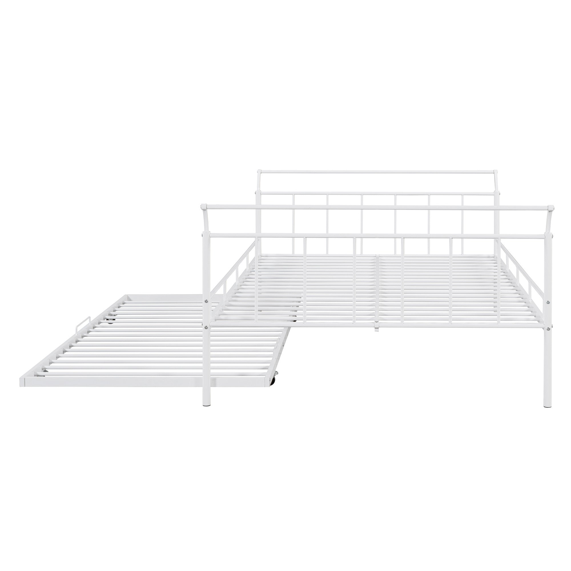 White Metal Full Day Bed With Trundle-5