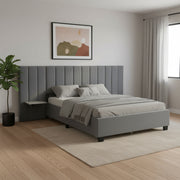 Gray Tufted Velvet Upholstered Queen Bed Frame-0