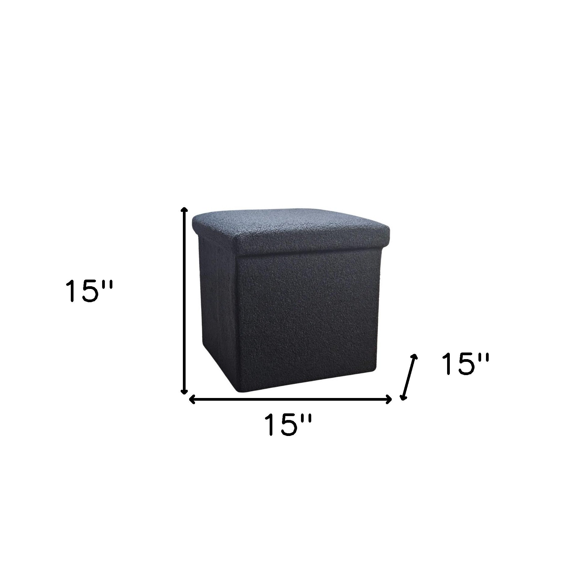 15" Black Boucle Cube Storage Ottoman-Ottomans-DECOROLALA