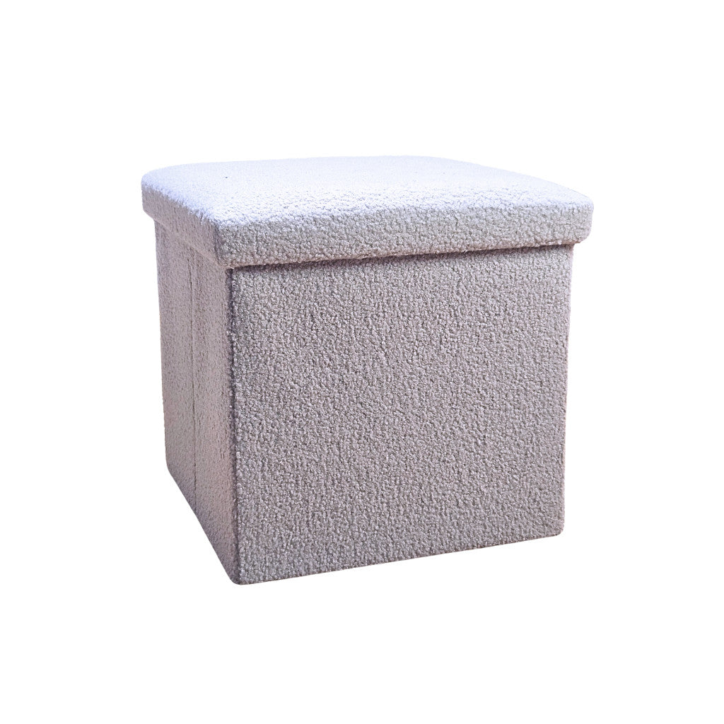 15" Gray Boucle Cube Storage Ottoman-Ottomans-DECOROLALA