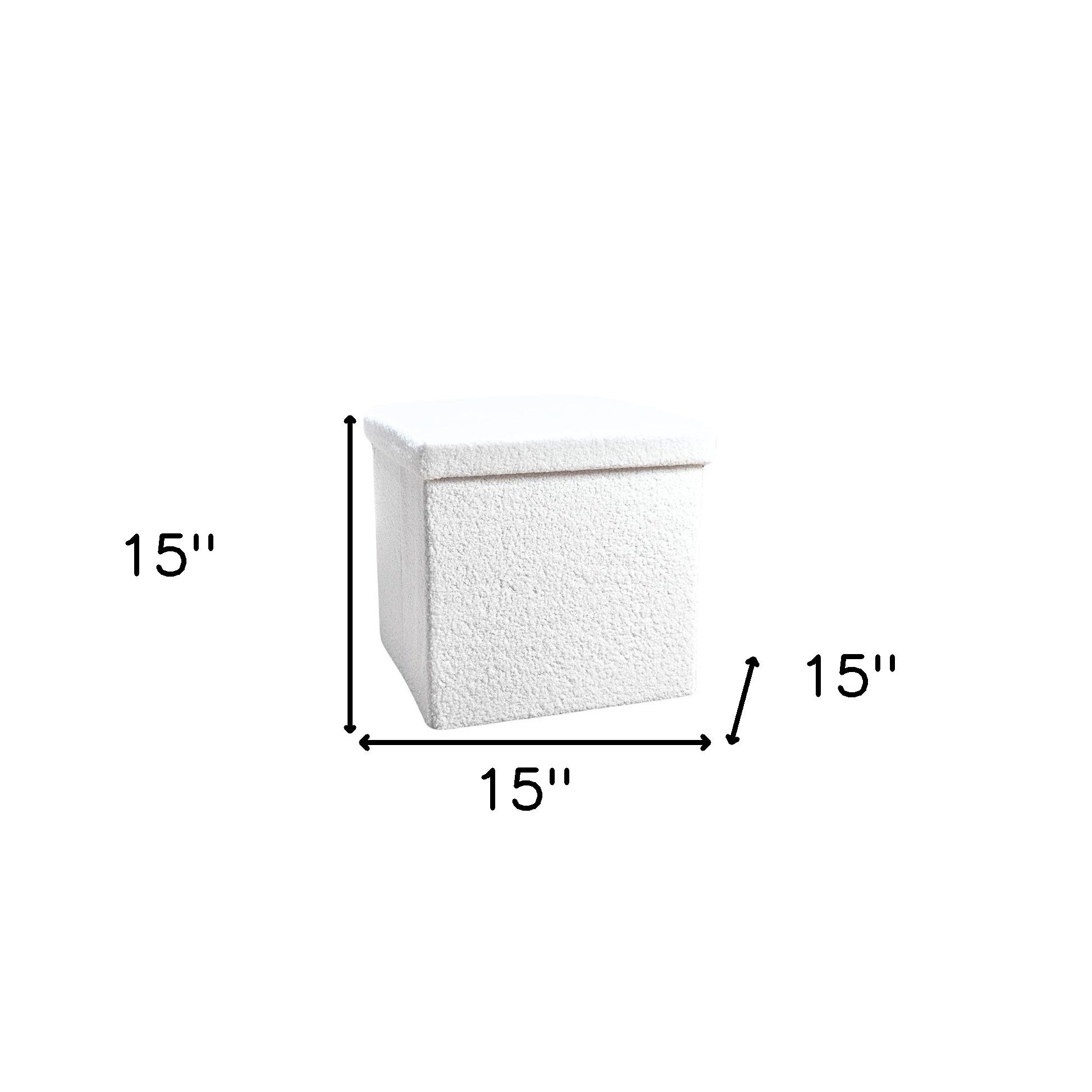 15" White Boucle Cube Storage Ottoman-Ottomans-DECOROLALA